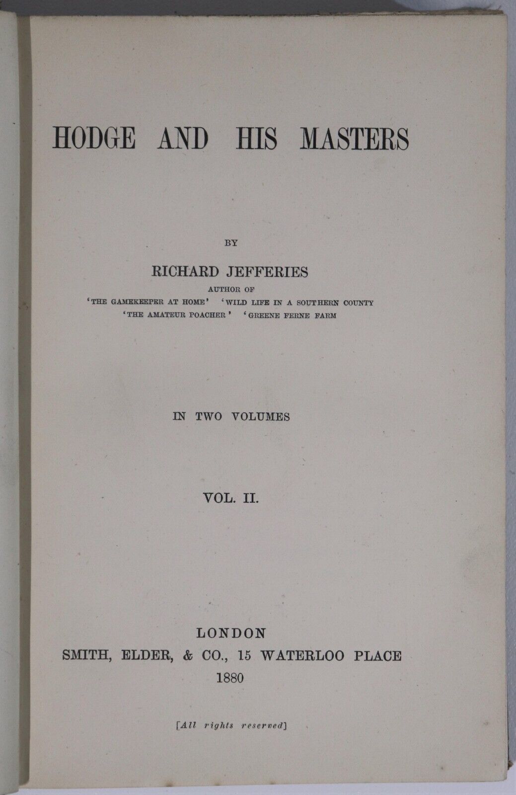 Hodge & His Masters by Richard Jefferies - 1880 - Antique History Book Set