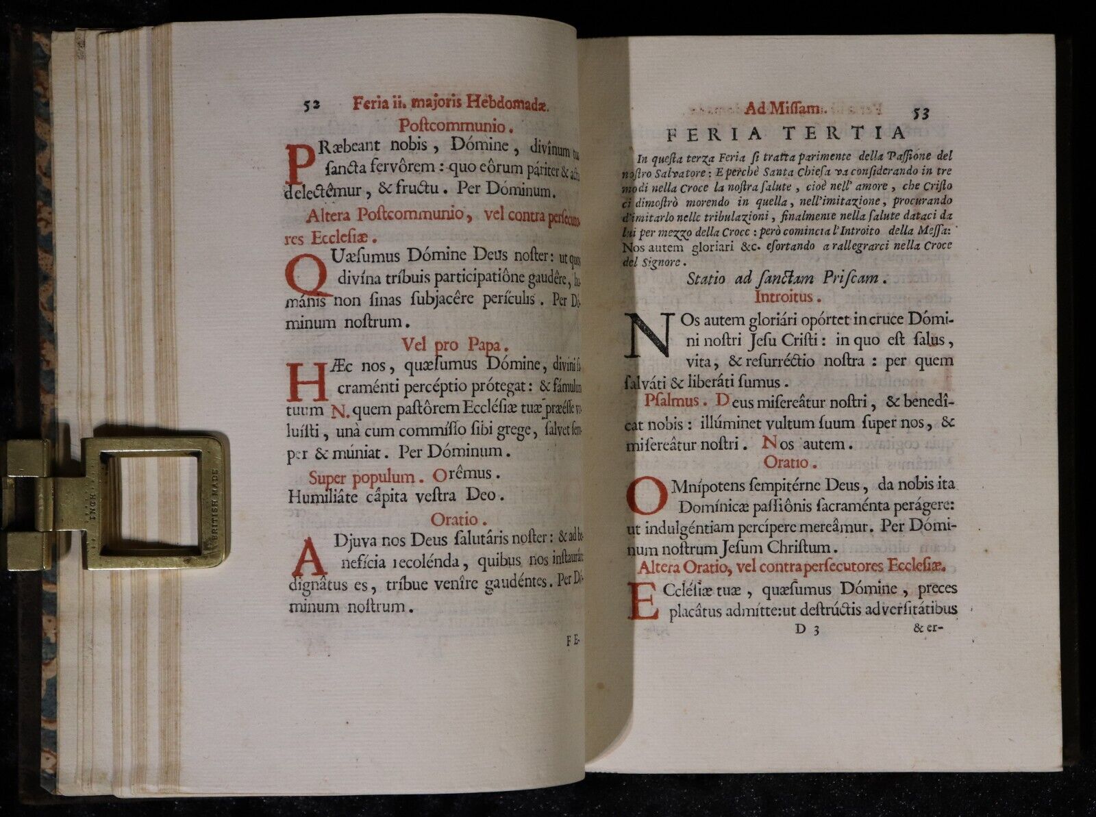 1731 Officium Hebdomadae Sanctae Juxta Forman Missalis Antiquarian Book