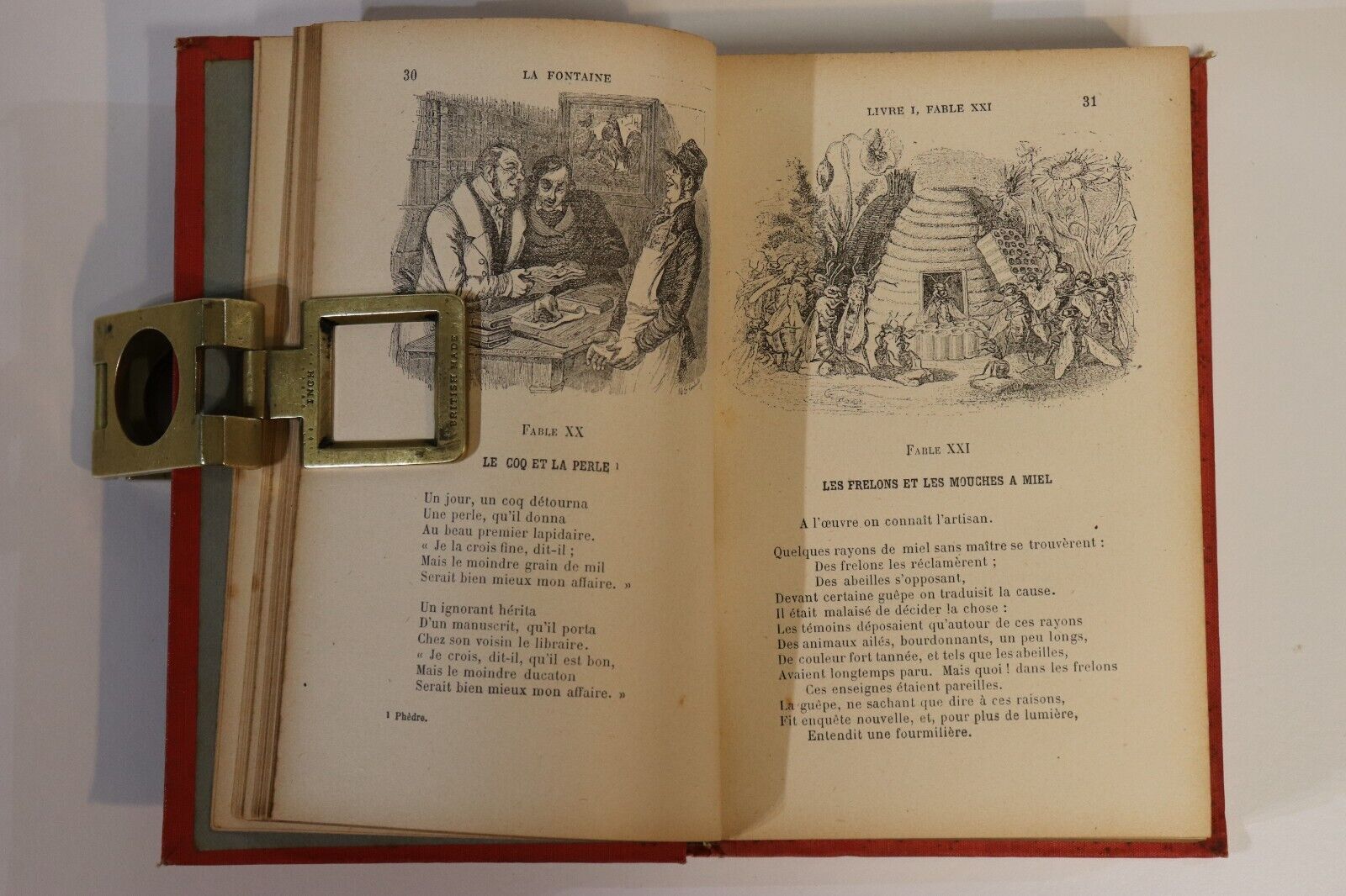 c1885 Fables De La Fontaine Antiquarian French Literature Book