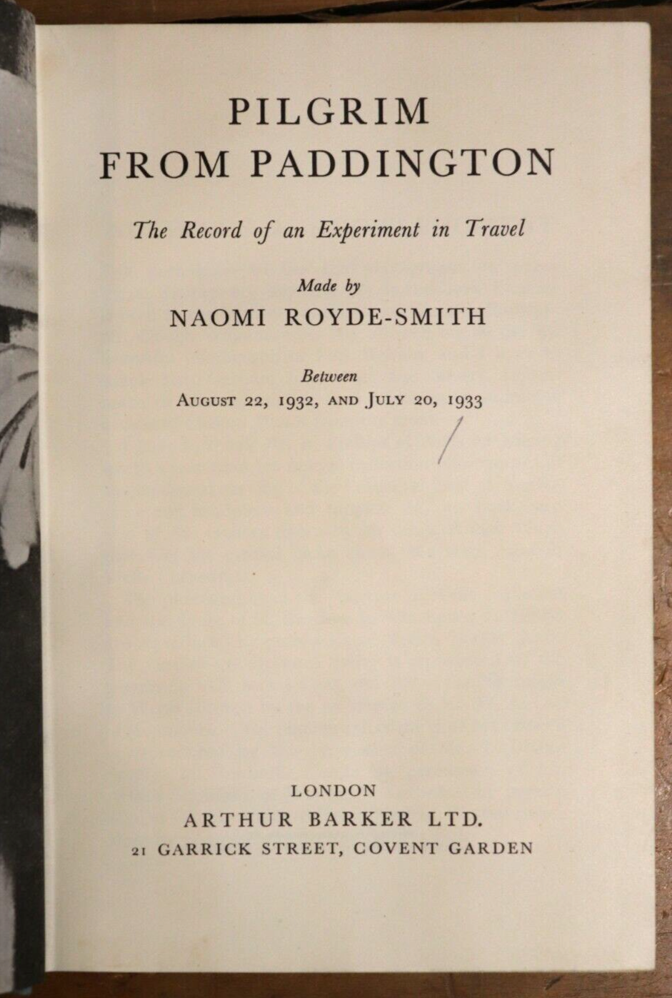 1933 Pilgrim From Paddington by Naomi Royde-Smith Antique Travel Book - 0