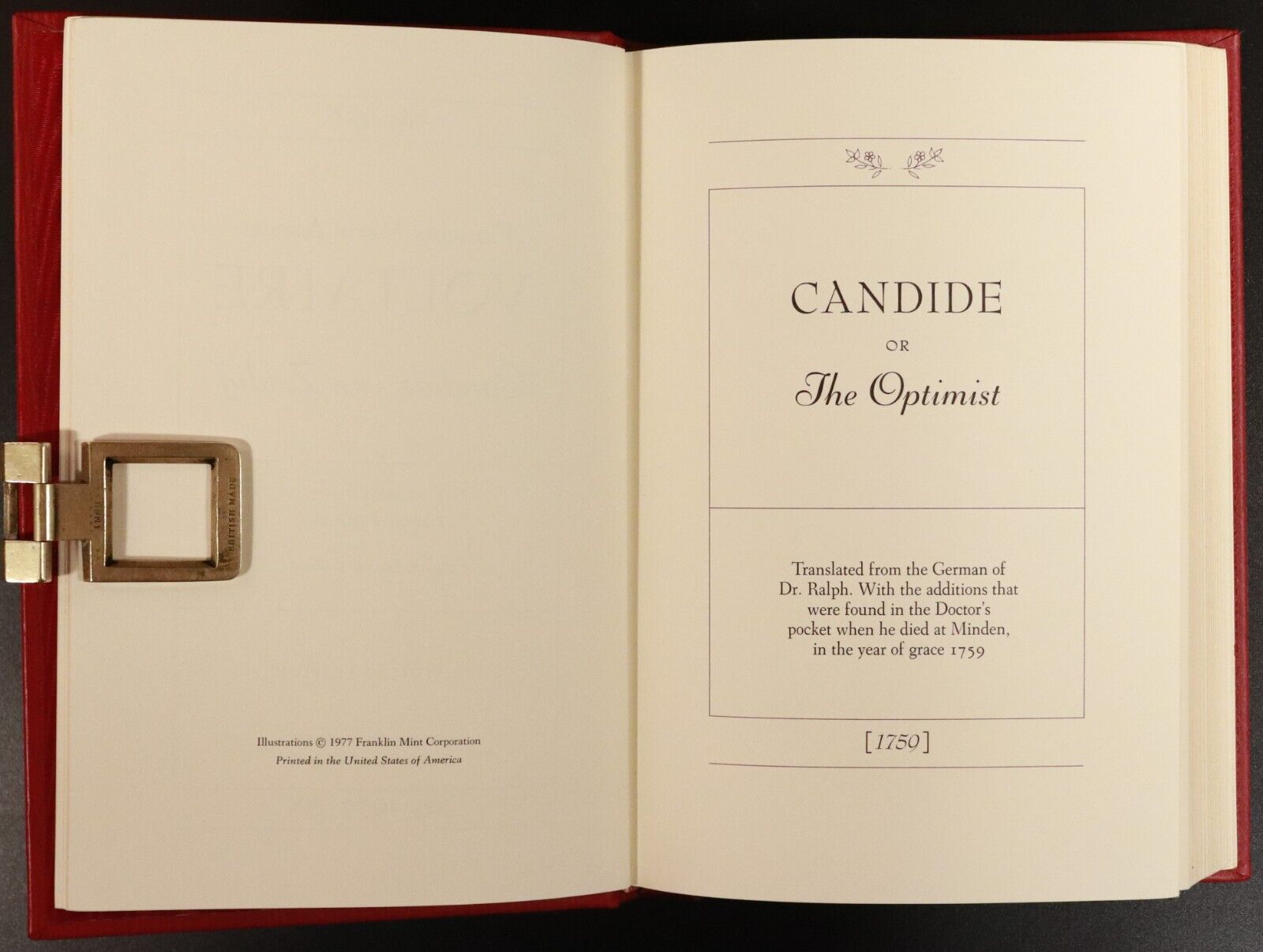 1977 Voltaire Candide & Zadig Illustrated Franklin Library Literature Book