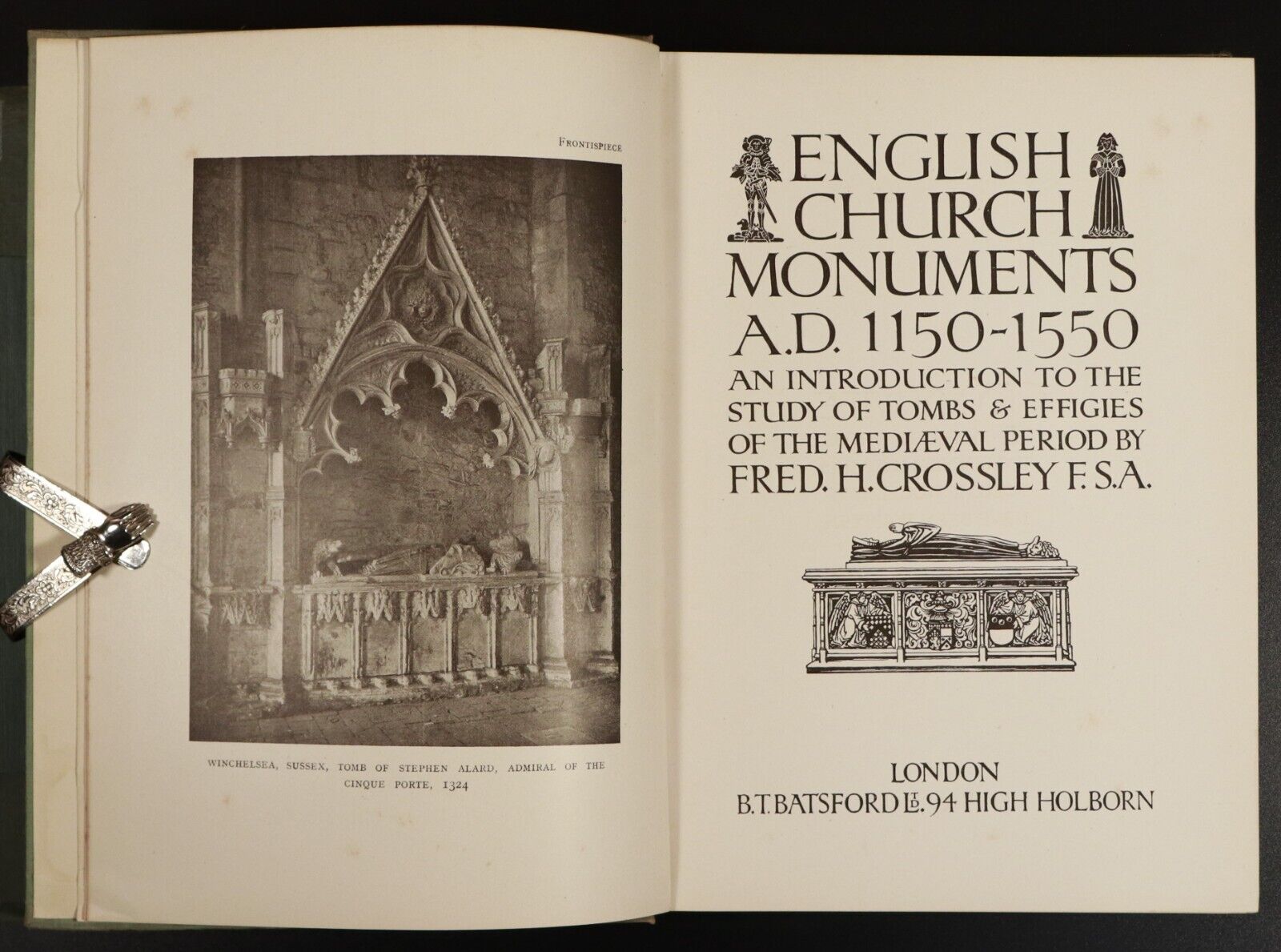 1921 English Church Monuments 1150 - 1550 F. Crossley Antique Architecture Book