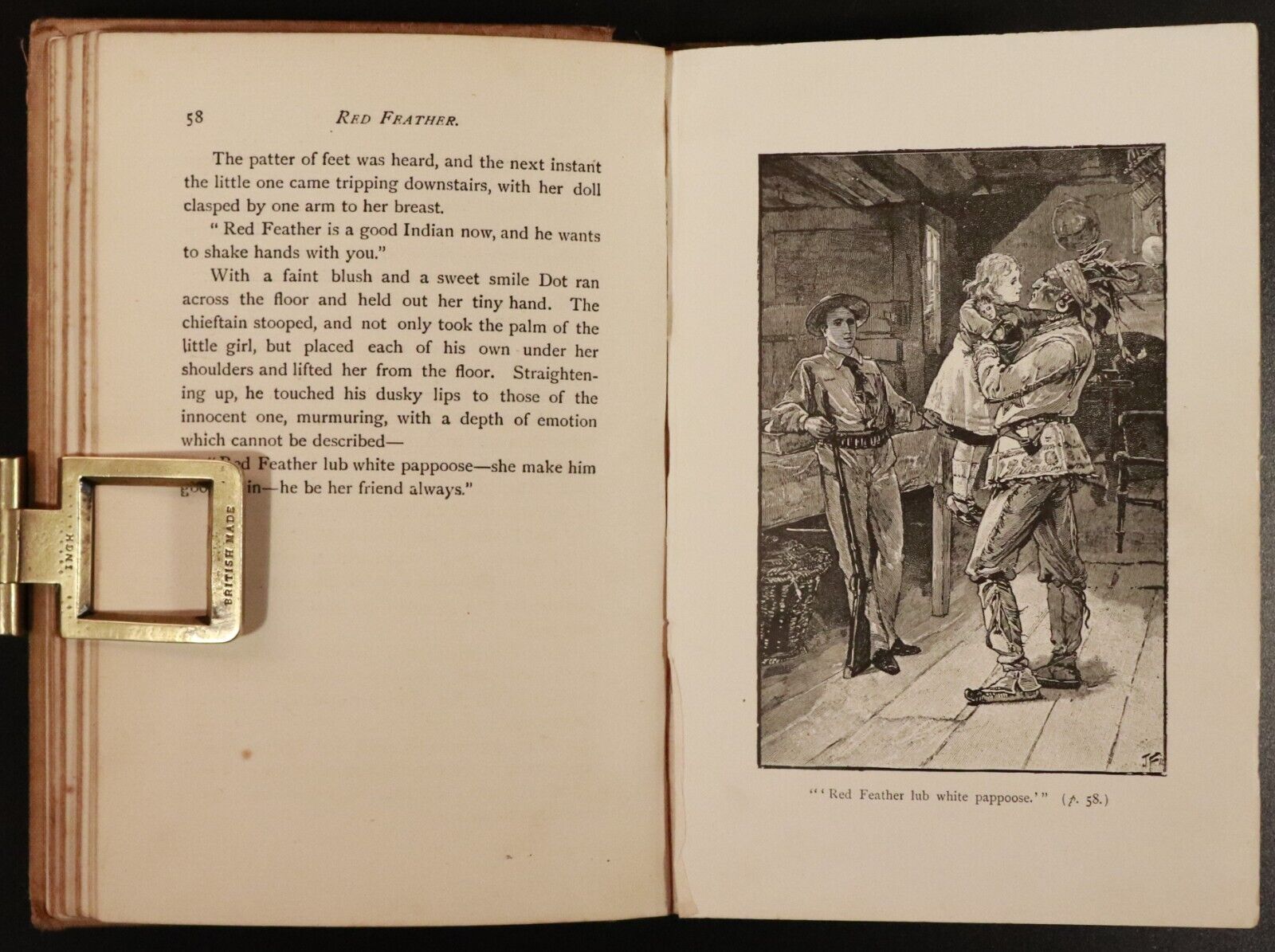 1898 Red Feather: American Frontier by Edward S. Ellis Antique Fiction Book