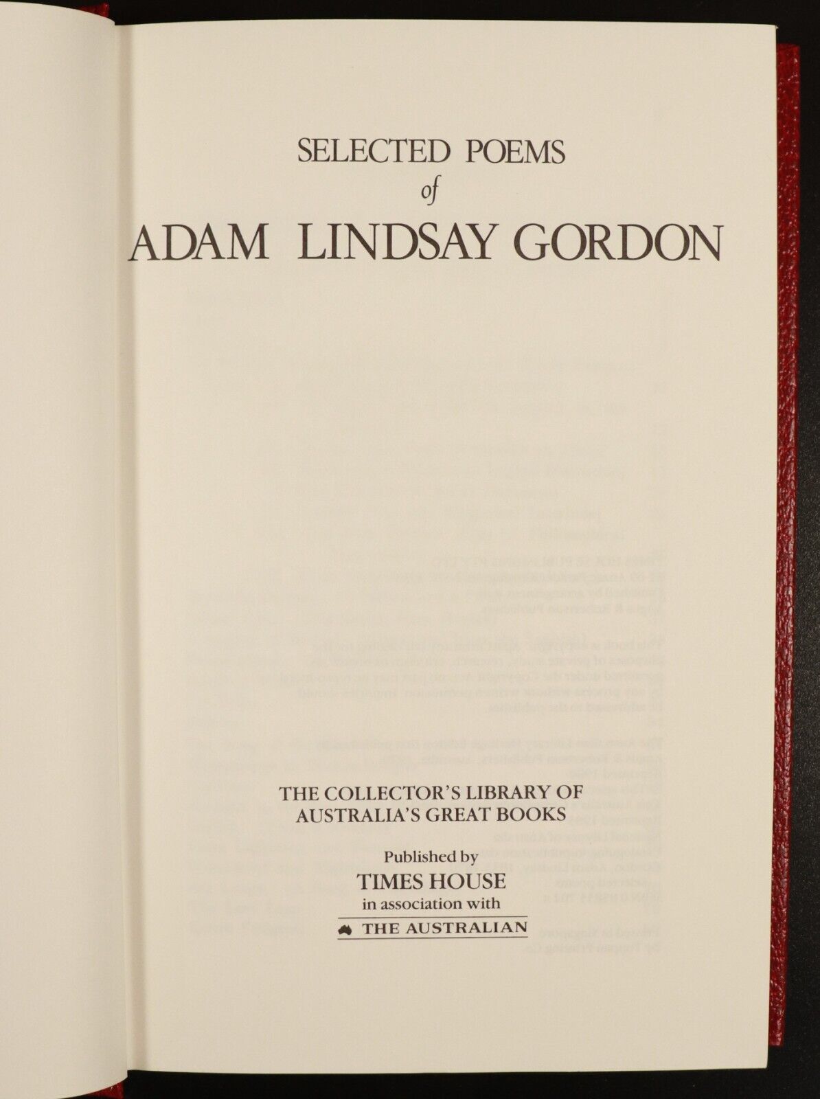 1985 Selected Poems Of Adam Lindsay Gordon - Australia's Great Books Series - 0