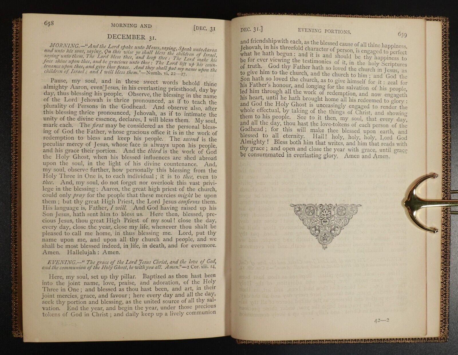 c1870 Morning & Evening Portions - Robert Hawker Antique Theology Book Scripture