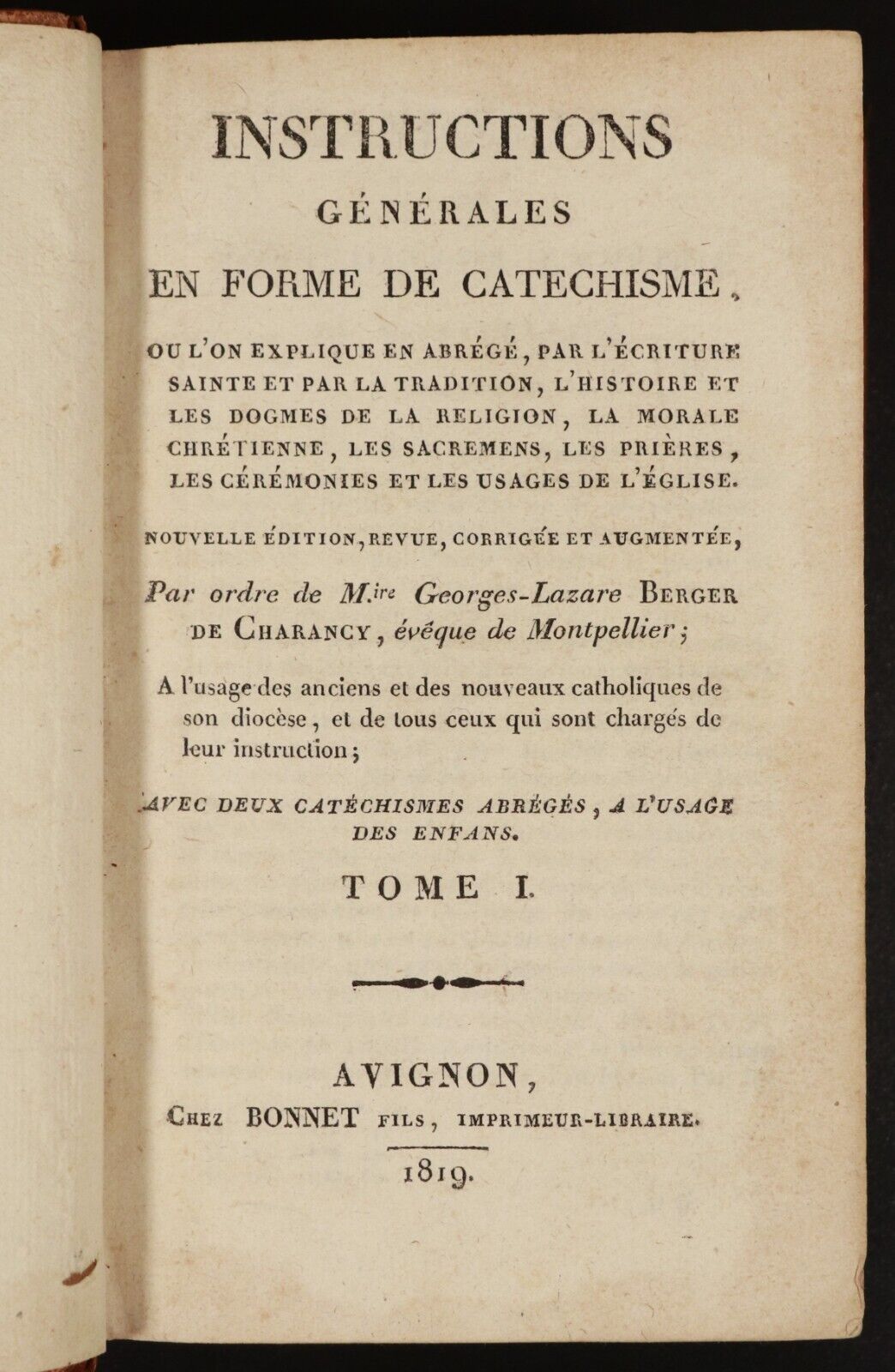 1819 Instructions Générales En Forme De Catéchisme Antiquarian Religious Book - 0