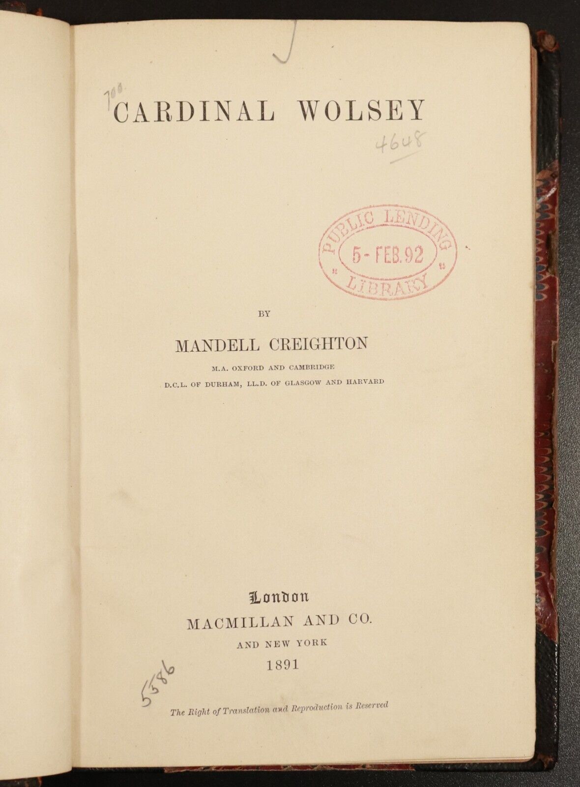 1891 Cardinal Wolsey by Mandell Creighton Antique British Religious History Book - 0