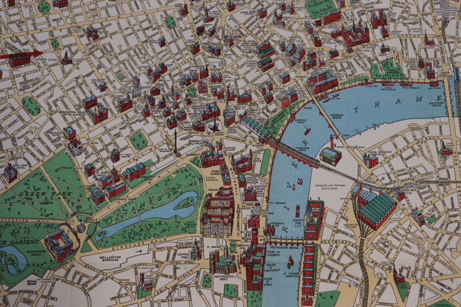 The ES&A Bank: Chichester's Picture Map of London - 1955 - Vintage Map