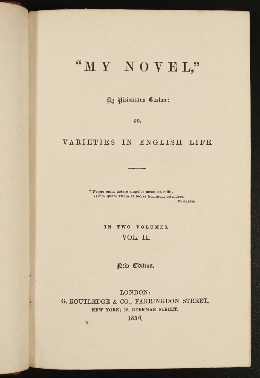 1856 2vol My Novel or Varieties In English Life Antiquarian Fiction Book Set