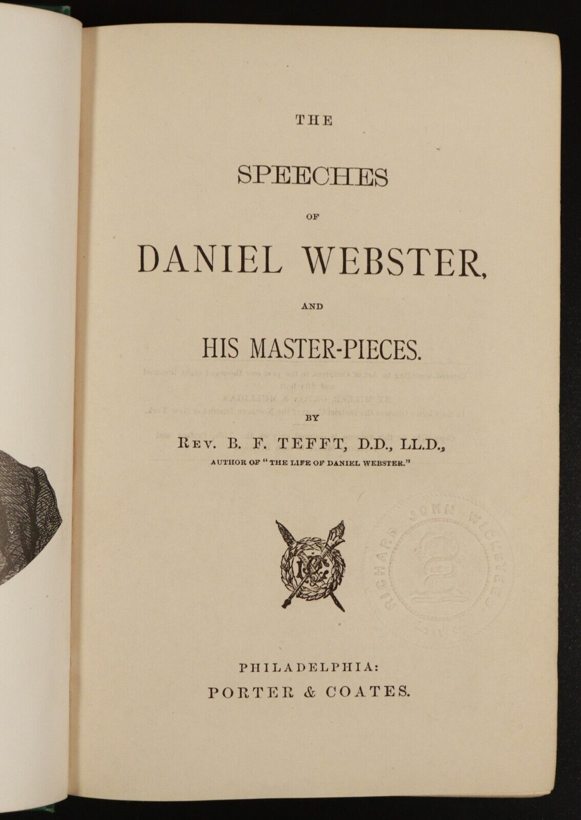 1854 The Speeches Of Daniel Webster by B. Tefft Antique American History Book