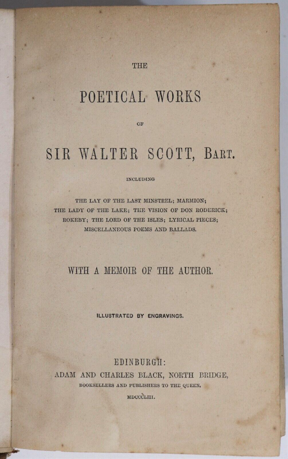 The Poetical Works Of Sir Walter Scott - 1853 - Antique Poetry Book