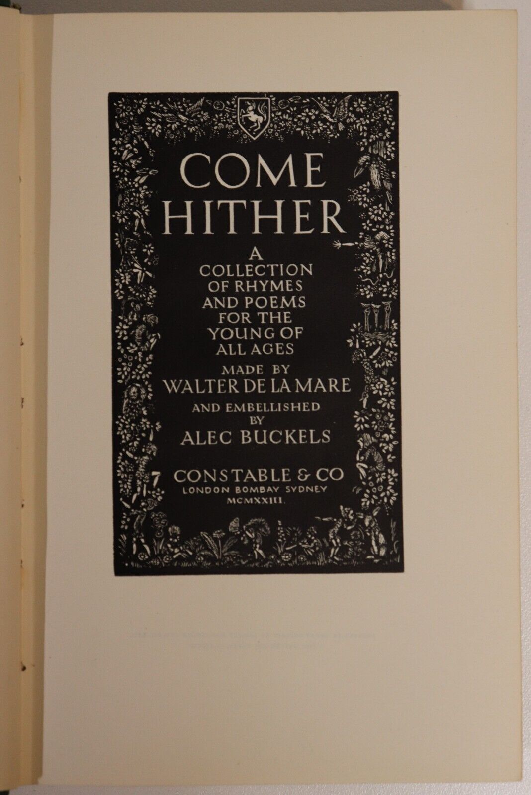 Come Hither: Collection Of Rhymes & Poems - 1923 - 1st Ed. Antique Poetry Book