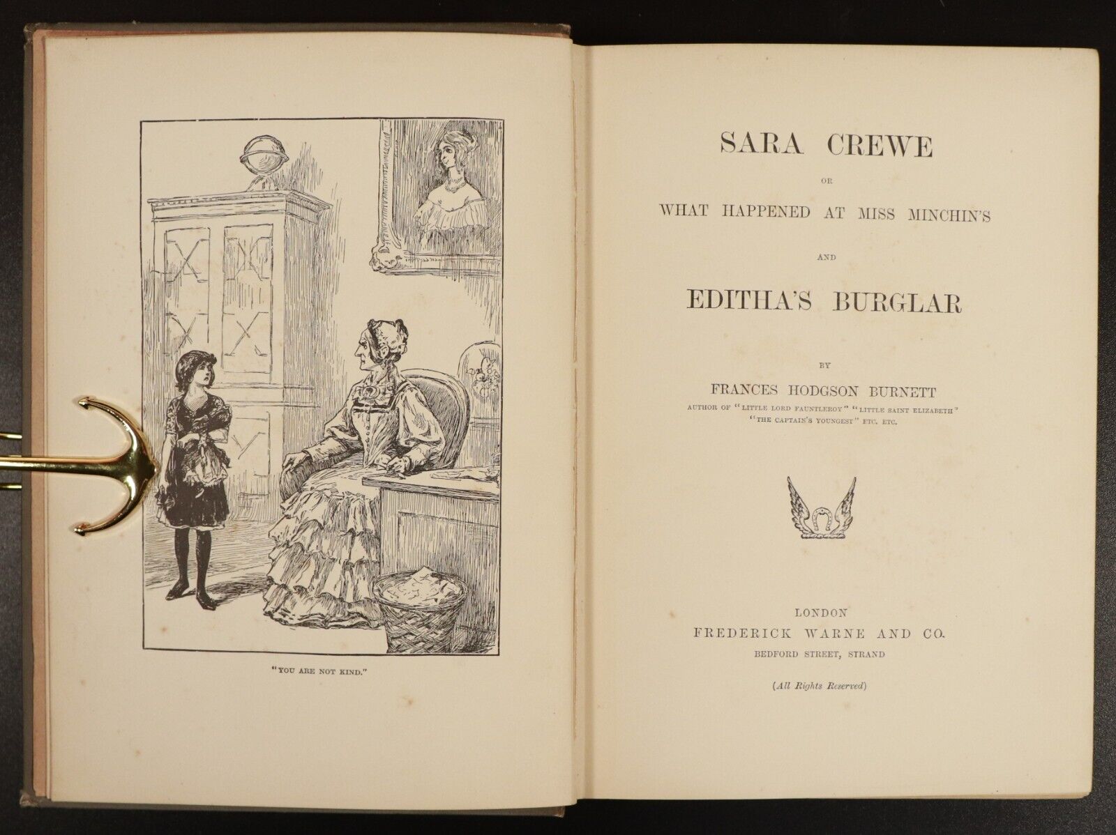c1910 Sara Crewe & Editha's Burglar by F.H. Burnett Antique Childrens Book