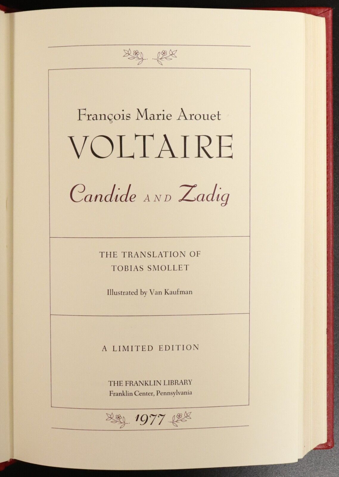 1977 Voltaire Candide & Zadig Illustrated Franklin Library Literature Book