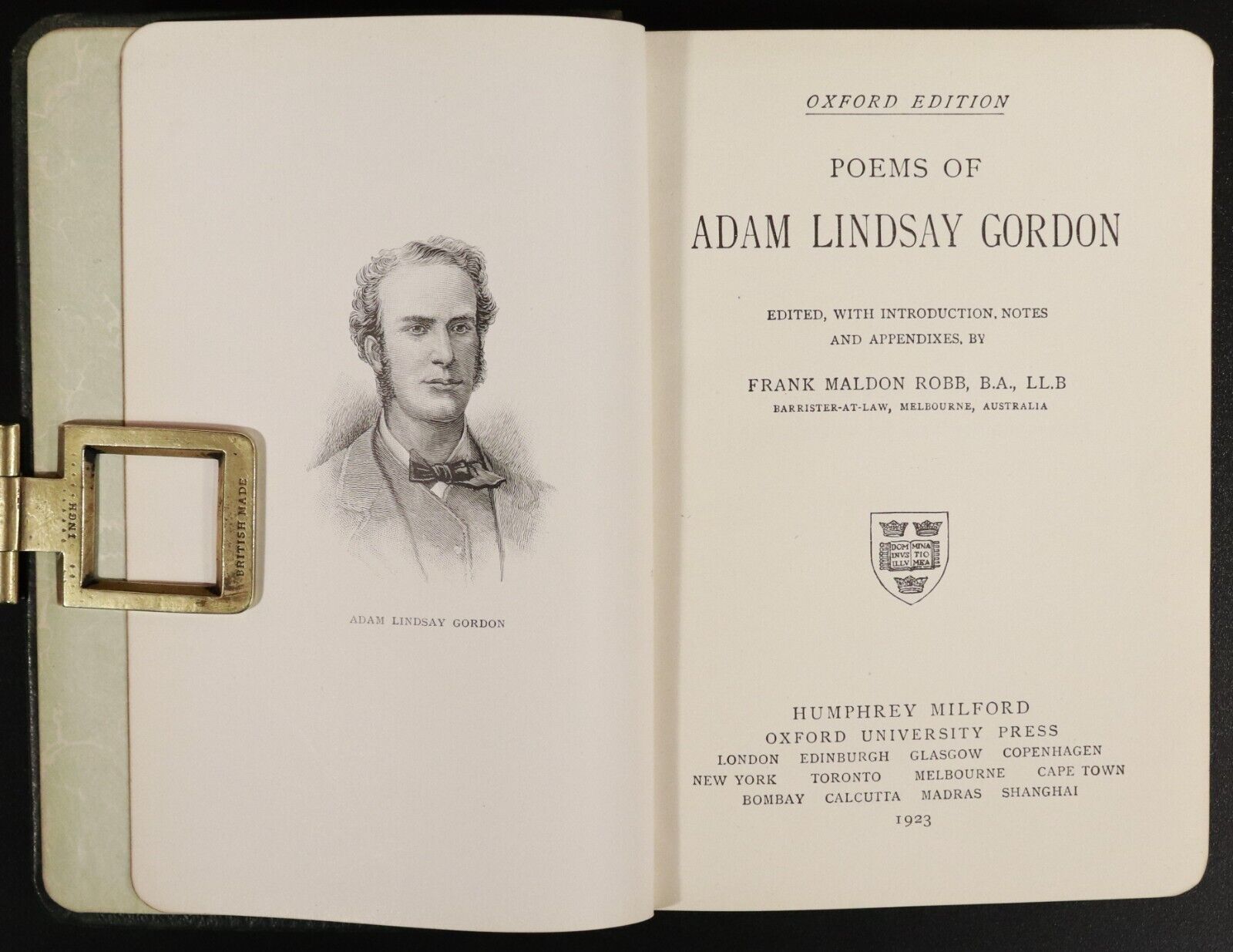 1923 The Poems Of Adam Lindsay Gordon Oxford Edition Antique Poetry Book - 0