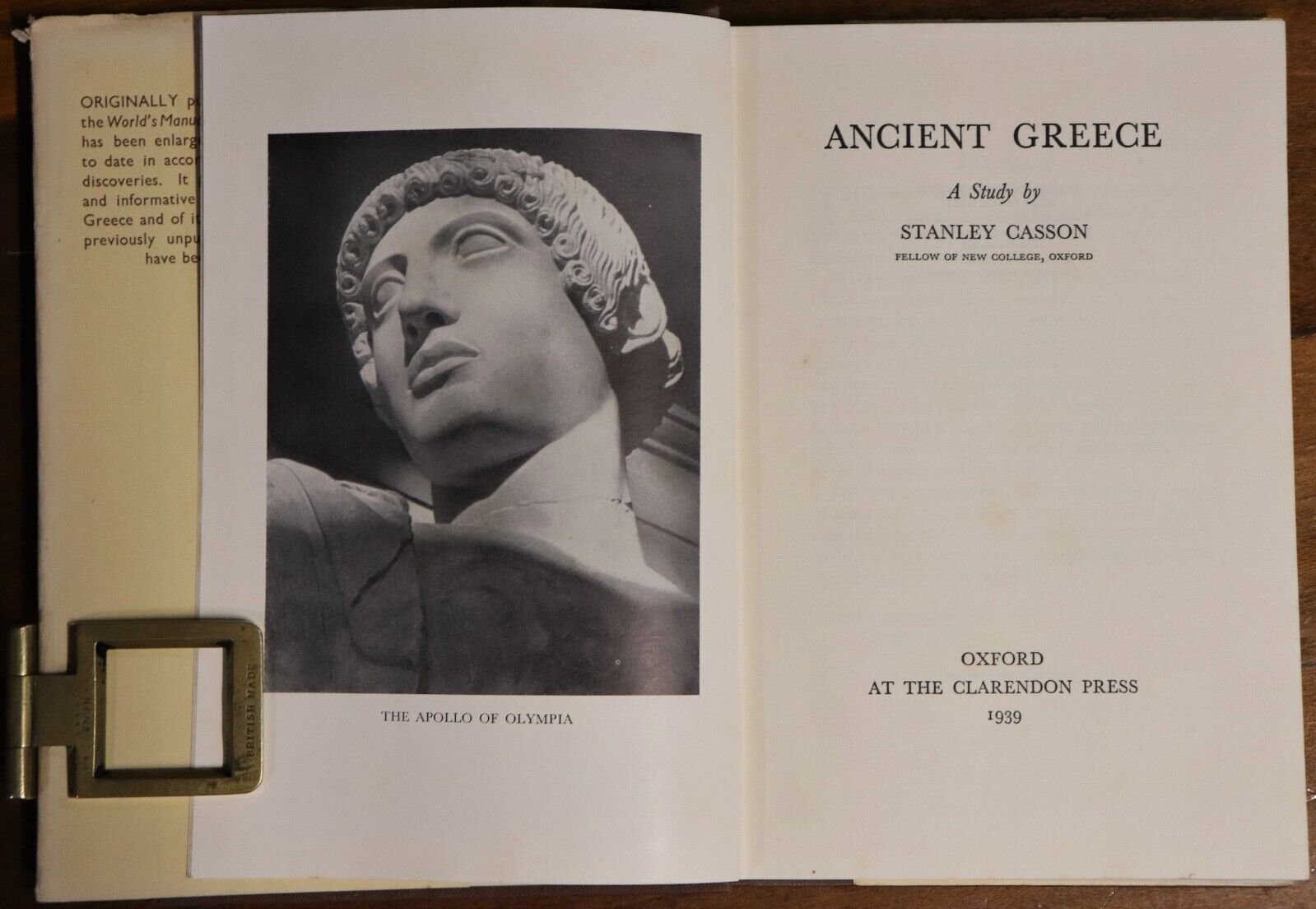 Ancient Greece by Stanley Casson - 1939 - 1st Edition - Antique History Book - 0