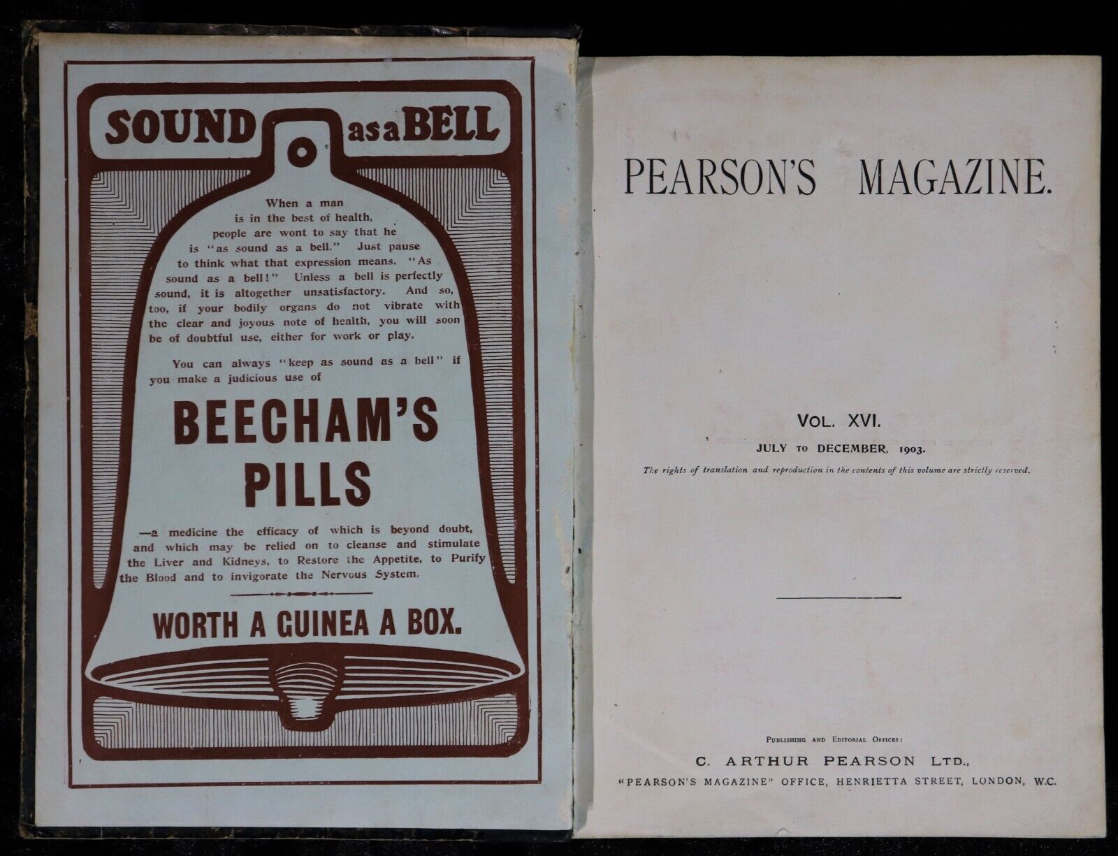 1903 Pearson's Magazine Antiquarian Literature Book H.G. Wells