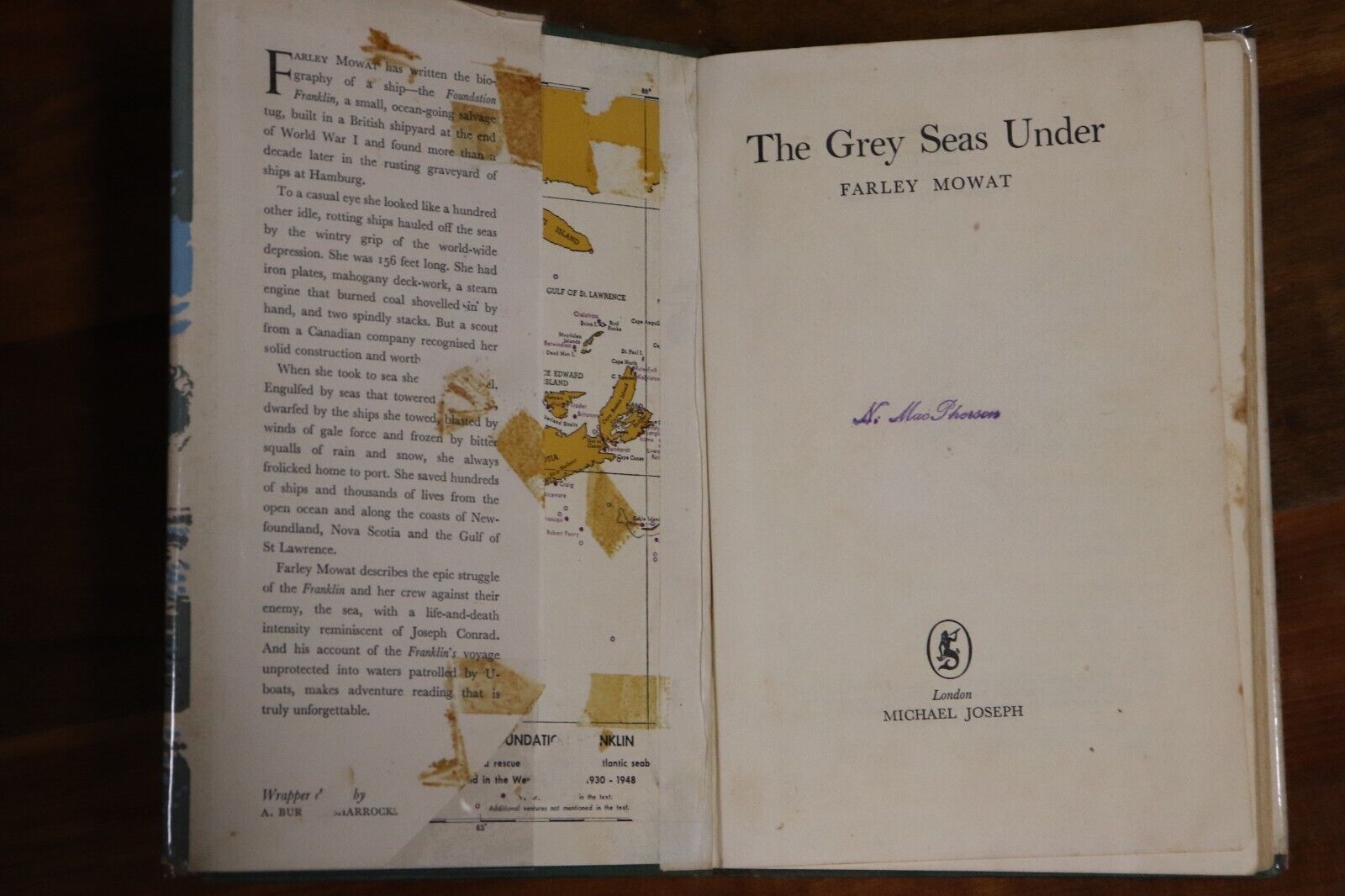 The Grey Seas Under by Farley Mowat - 1959 - 1st Edition Sea Adventure Book - 0