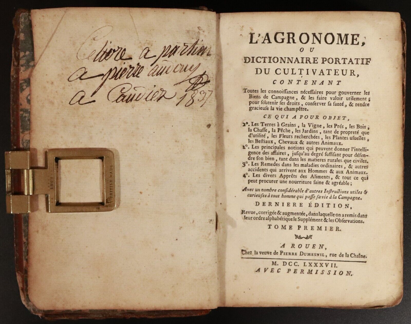 1787 L'Agronome Ou Dictionnaire Portatif Du Cultivateur Antiquarian History Book - 0