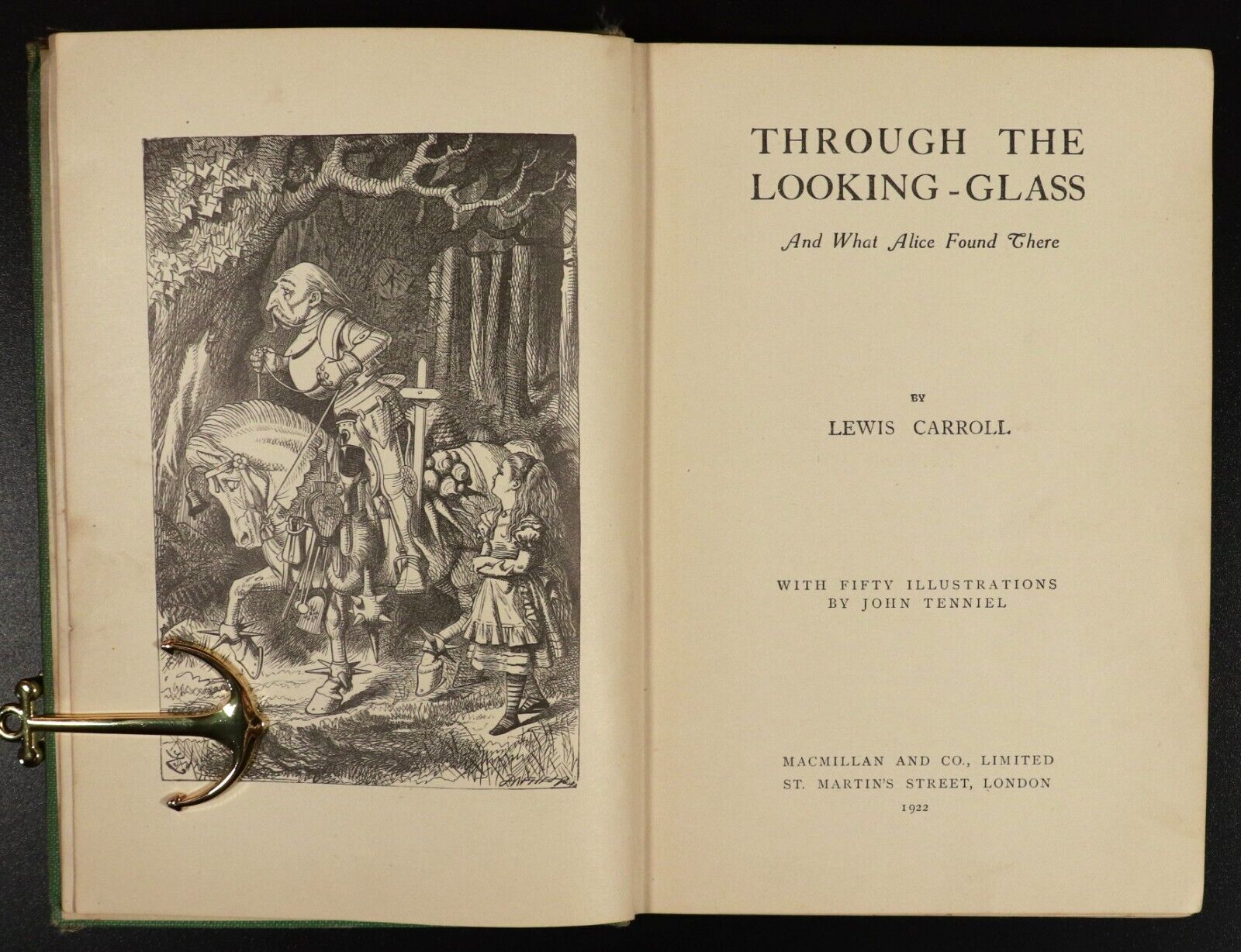 1922 Through The Looking Glass by Lewis Carroll Antique Fiction Book J. Tenniel
