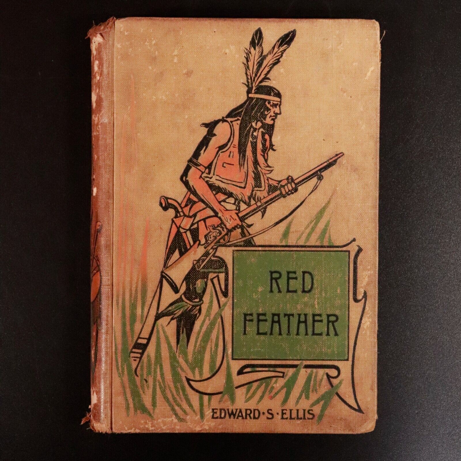 1898 Red Feather: American Frontier by Edward S. Ellis Antique Fiction Book