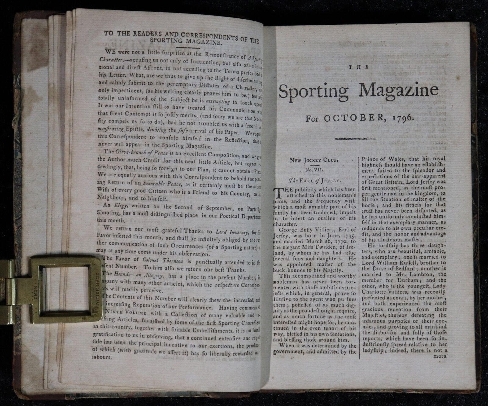 The Sporting Magazine: Monthly Calendar - 1797 - Antiquarian Sport History Book