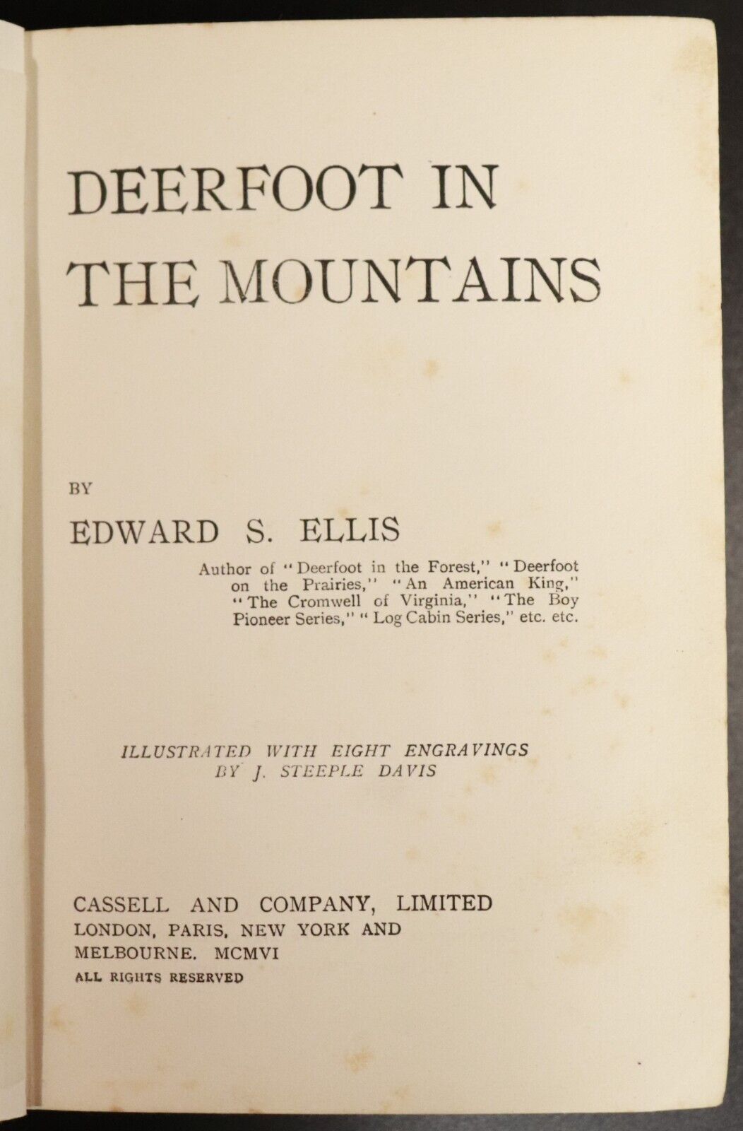 1906 Deerfoot On The Mountains by Edward S. Ellis Antique Fiction Book