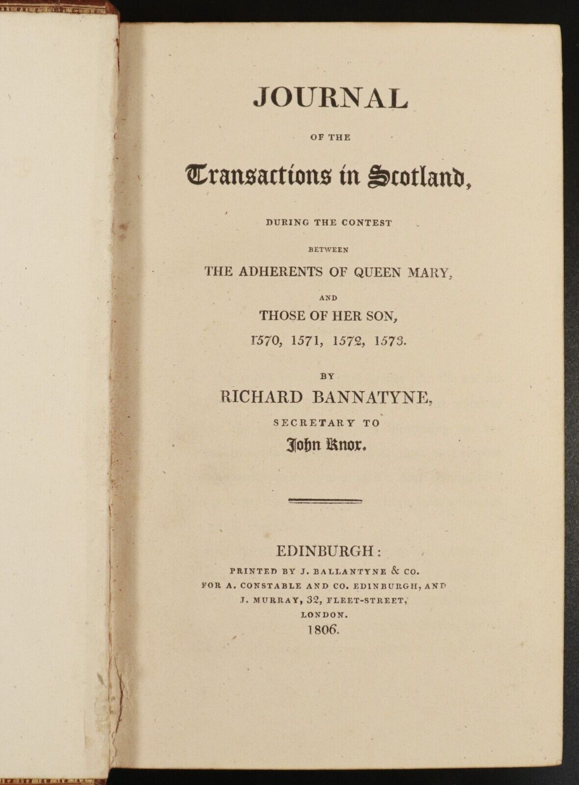 1806 Journal Of The Transactions In Scotland by R. Bannatyne - Antiquarian Book