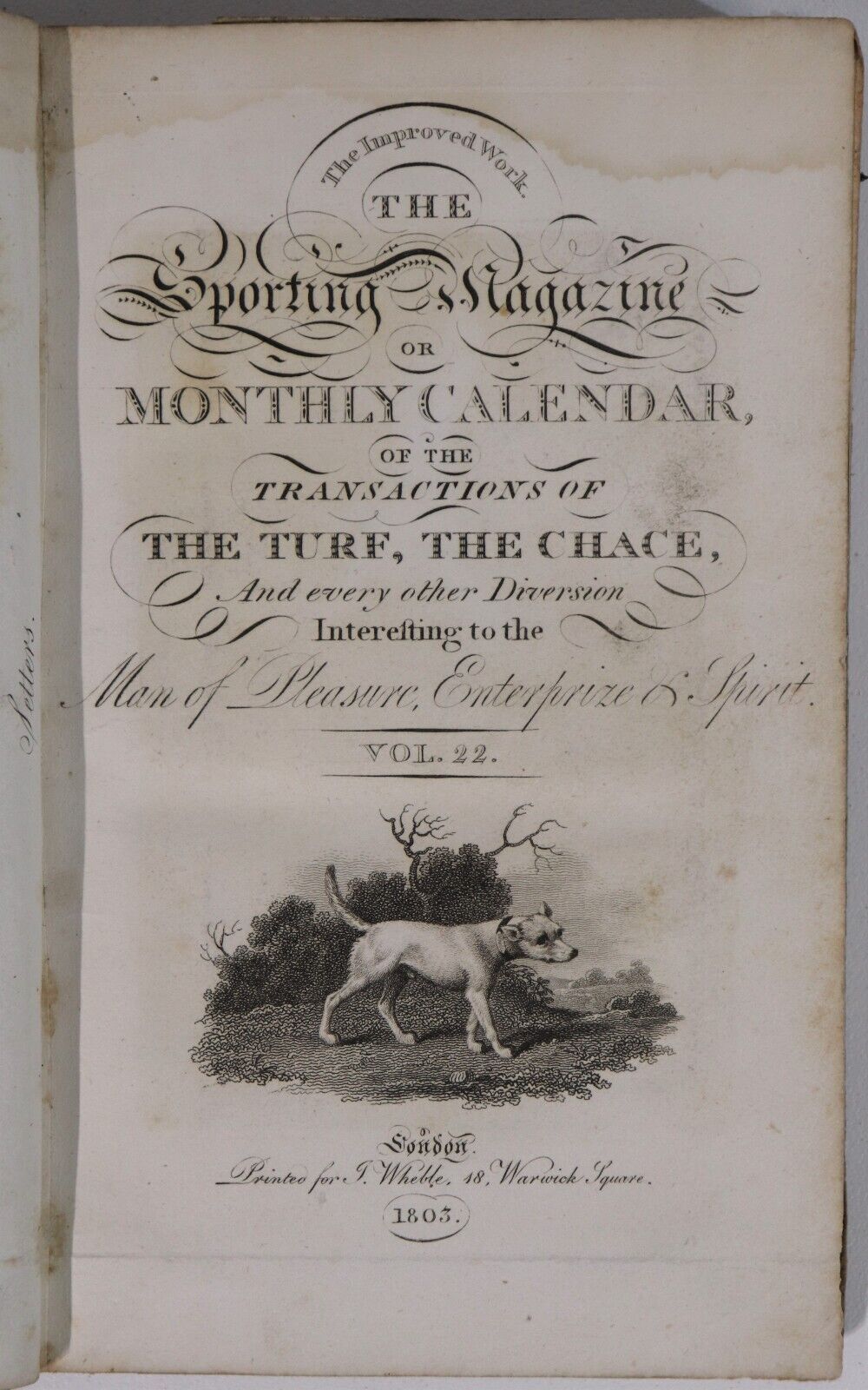 The Sporting Magazine: Monthly Calendar - 1803 - Antiquarian Sport History Book