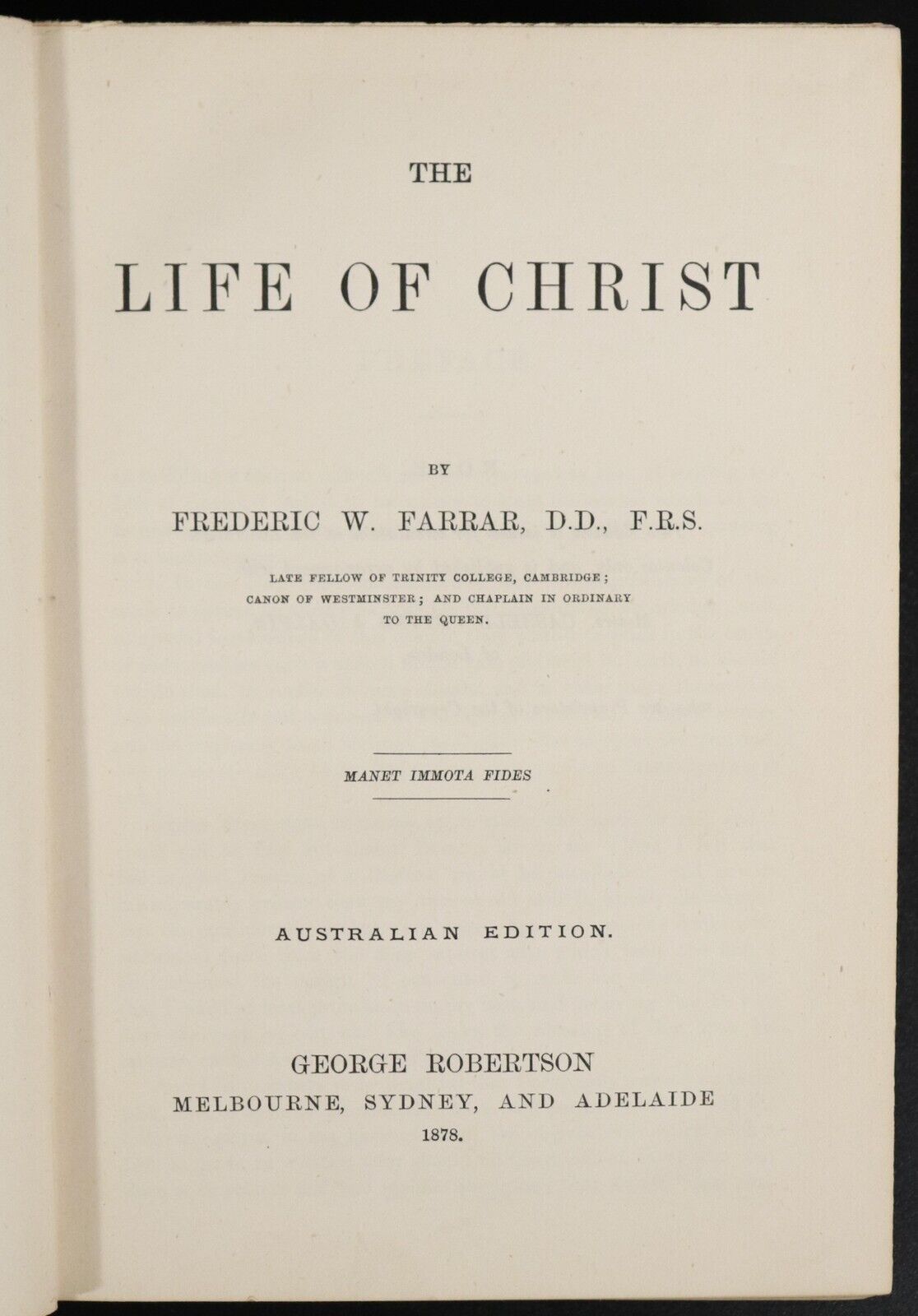 1878 The Life Of Christ by F. W. Farrar Antiquarian Christian Theology Book