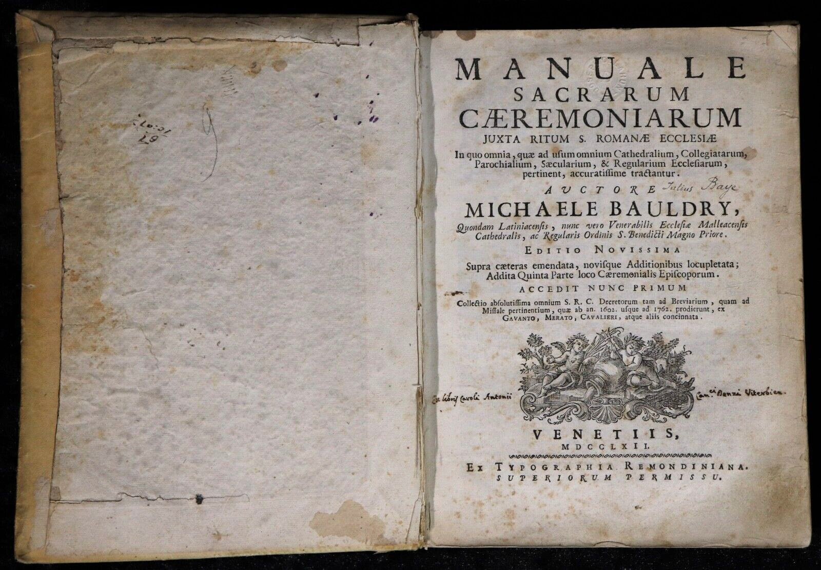 Manuale Sacrarum Caeremoniarum: Michaele Bauldry - 1762 - Antique Theology Book - 0
