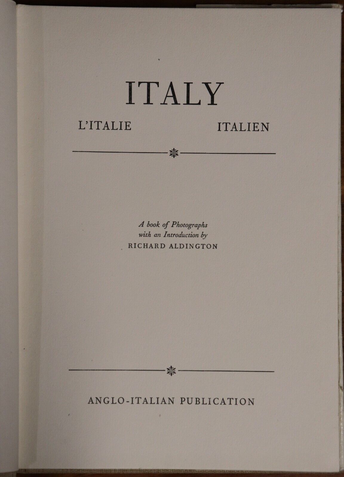 Italy: A Book Of Photographs - c1961 - Vintage Photo History Book - 0