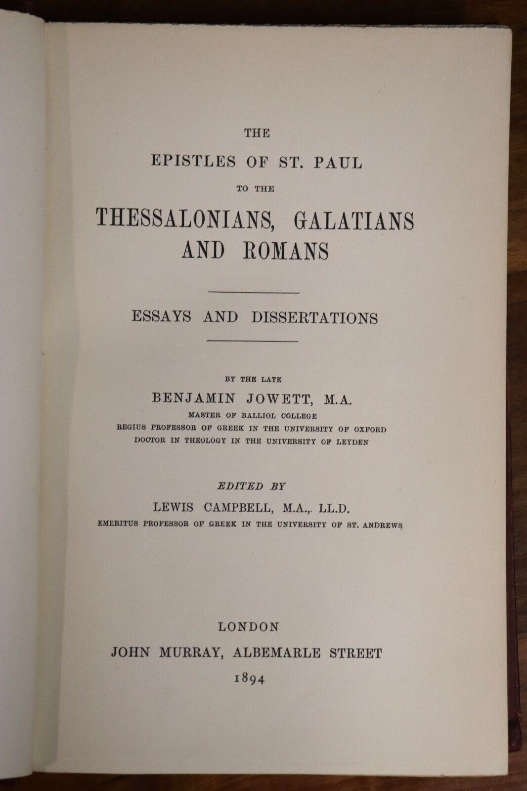 The Epistles Of St Paul by Benjamin Jowett - 1894 - Antique Religious Book - 0