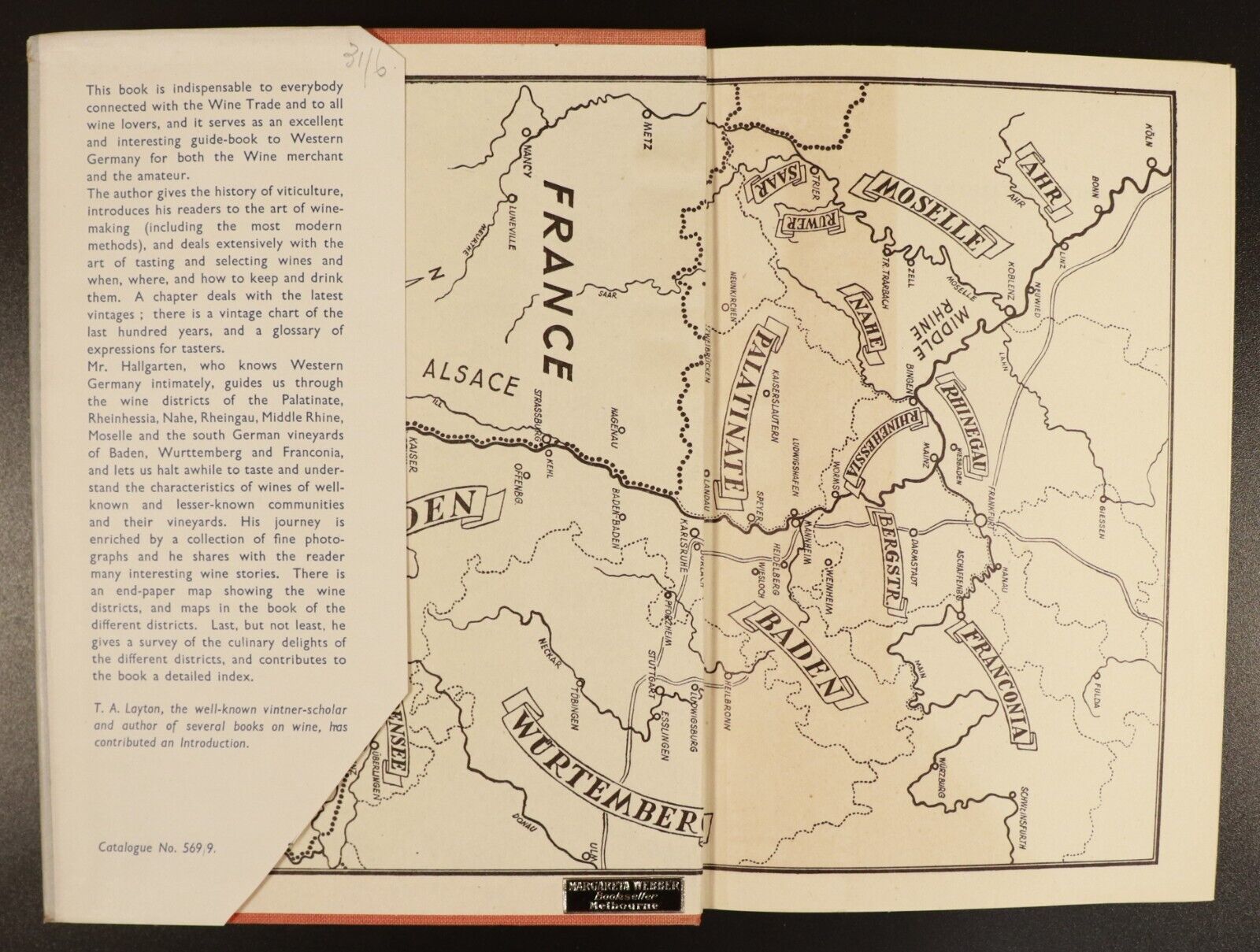 1951 Rhineland Wineland Wine Districts Of Western Germany History Book - 0