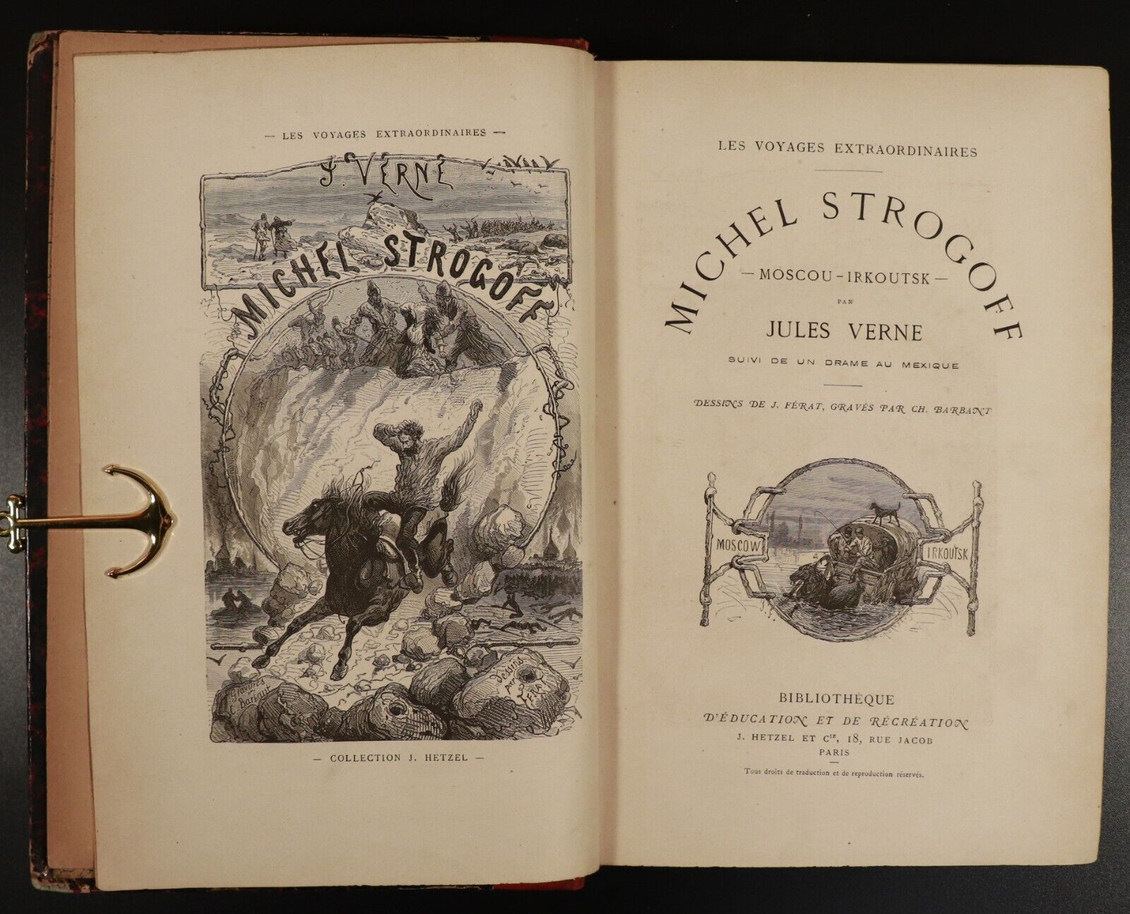 c1880 Michel Strogoff de Moscou a Irkoutsk Jules Verne Antiquarian Fiction Book - 0