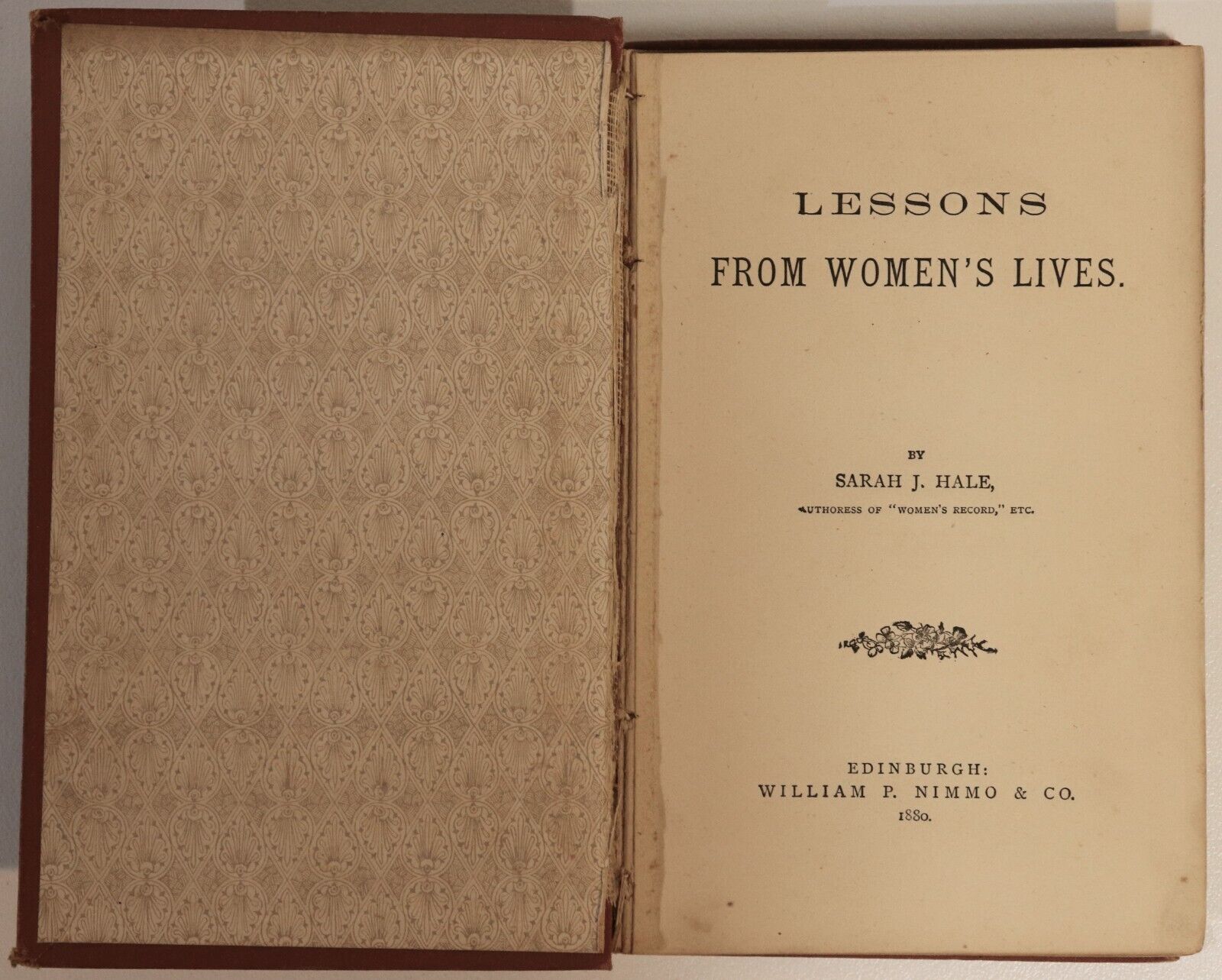 Lessons From Women's Lives by Sarah J. Hale - 1880 - Antique History Book - 0