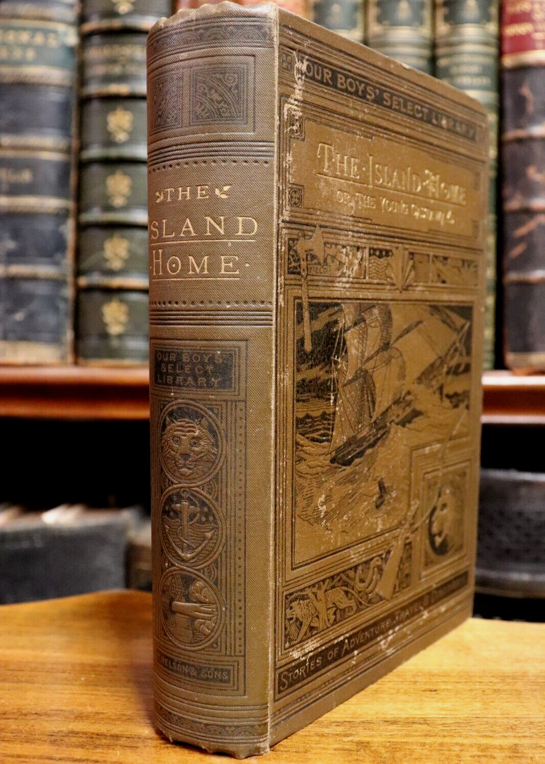 1889 The Island Home or The Young Castaways Antique Adventure Story Book