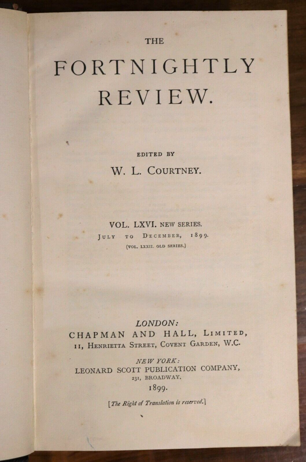 1899 The Fortnightly Review Vol LXVI Antiquarian British History Book - 0