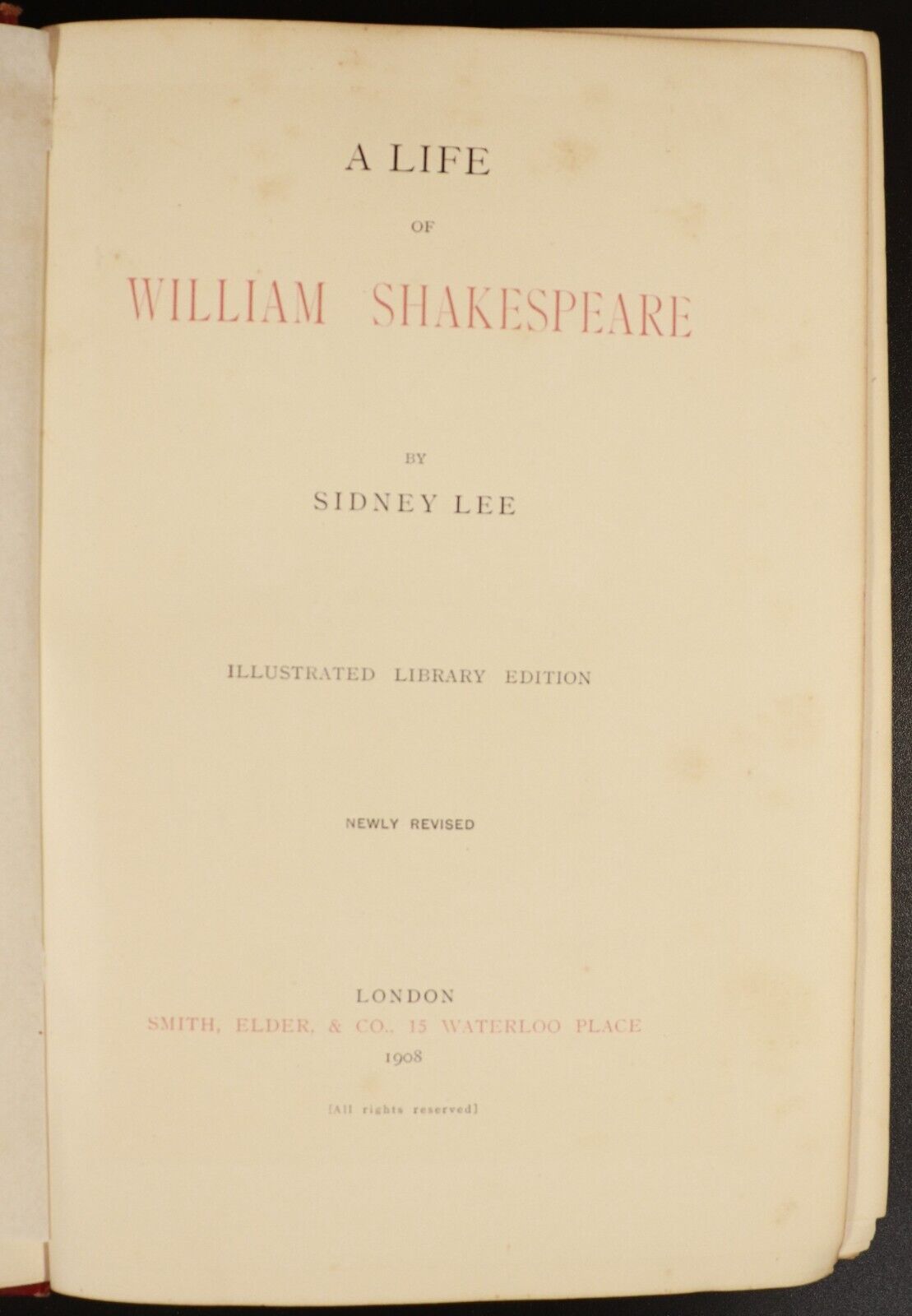 1908 Life Of William Shakespeare by Sidney Lee Antique Literature History Book