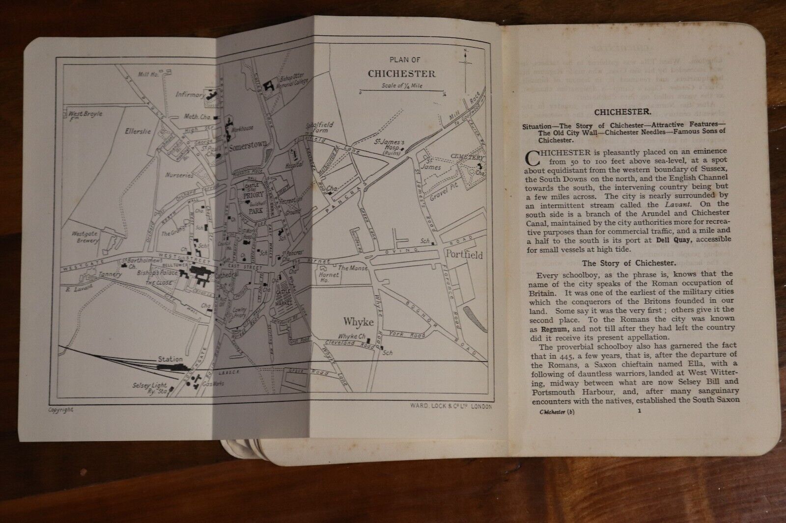 Guide To Chichester: Ward Lock & Co - c1920 - Antique Travel Guide Book w/Maps