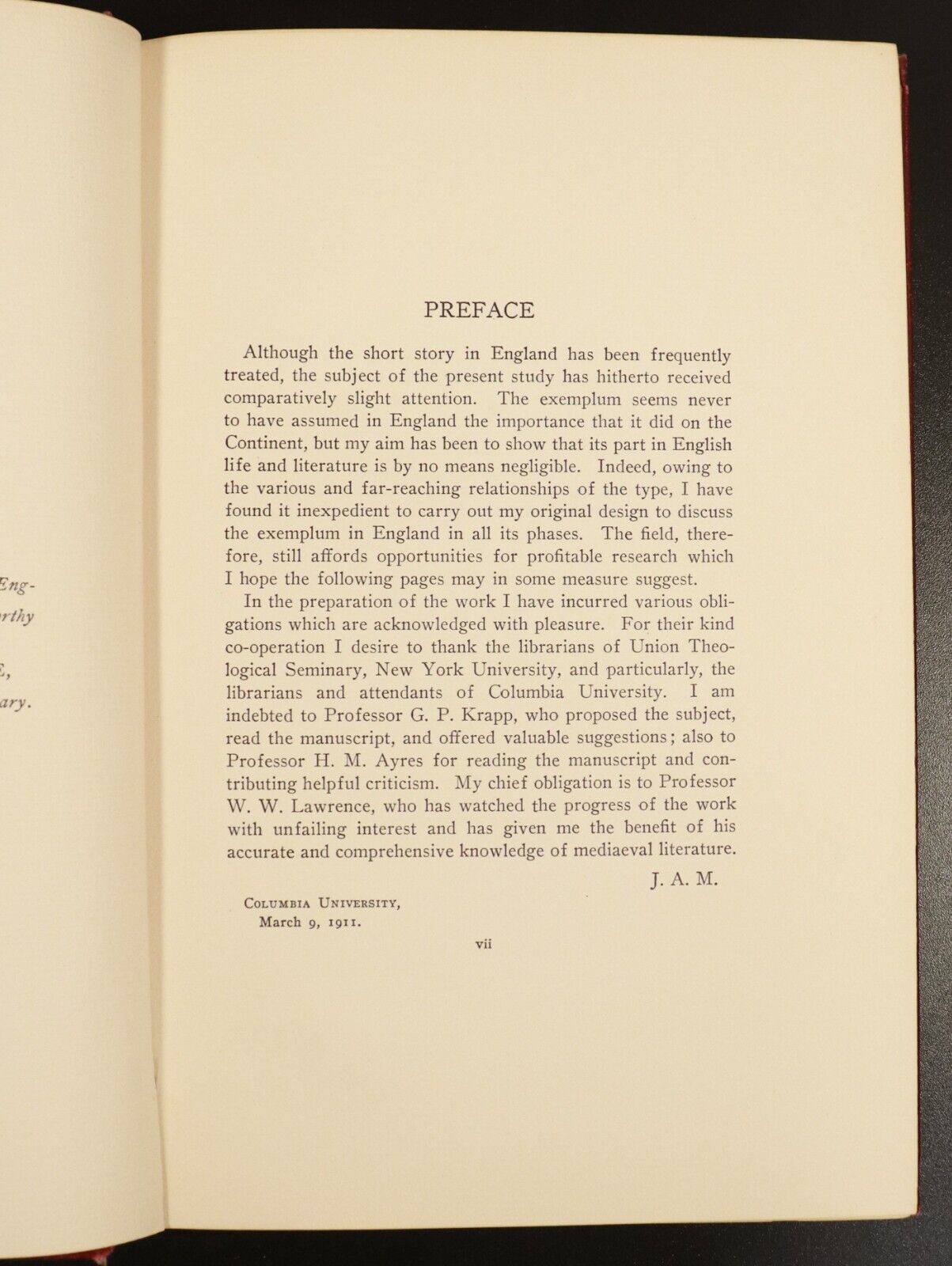 1911 Exemplum In The Early Literature Of England by J.A. Mosher Antique Book