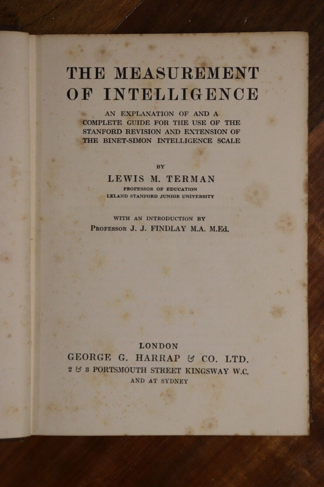 The Measurement Of Intelligence by LM Terman - 1921 - Antique Psychology Book