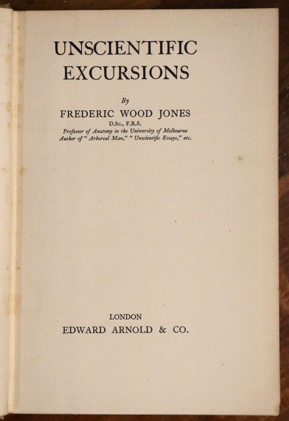 1934 Unscientific Excursions by Frederic Wood Jones 1st Edition Science Book - 0