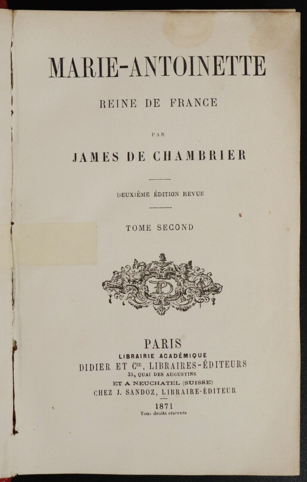 1871 2vol Marie Antoinette Reine De France French Antiquarian Book