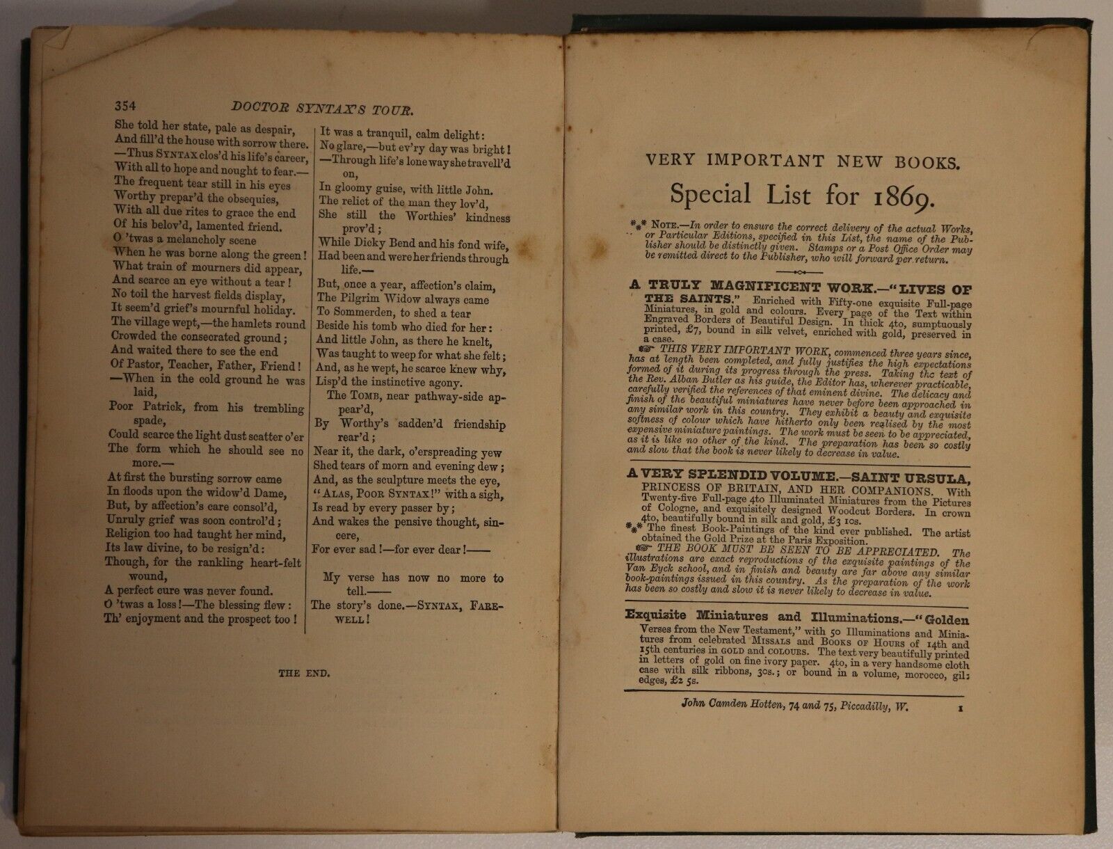 Doctor Syntax's Three Tours by William Combe - 1869 - Antique Literature Book