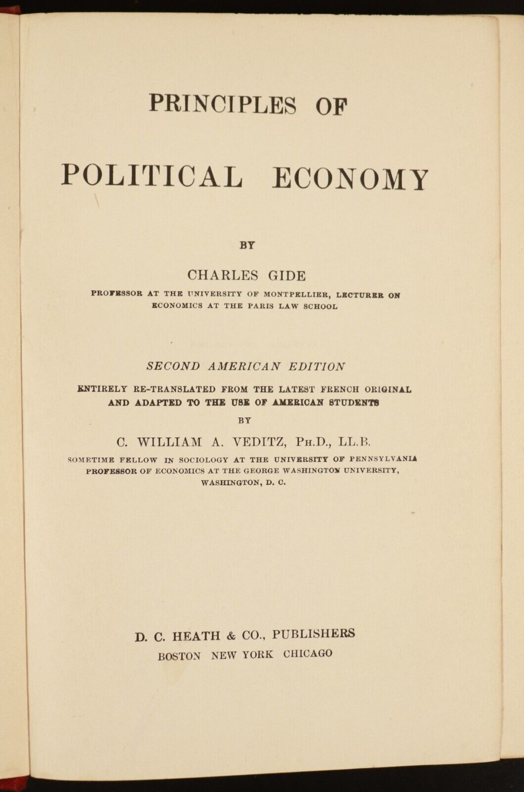 1903 Principles Of Political Economy by Charles Gide Antique Economics Book - 0