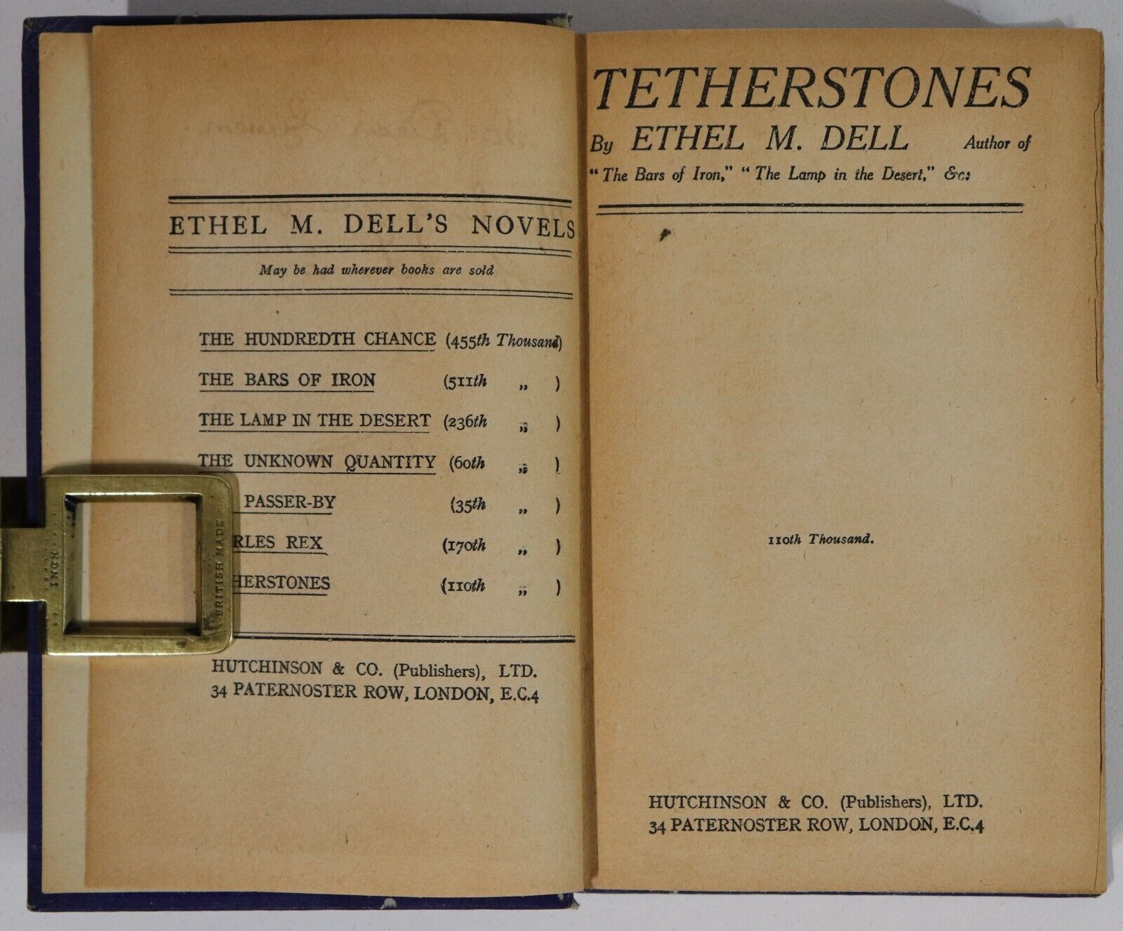 Tetherstones by Ethel M. Dell - c1920 - Antique Literature Fiction Book