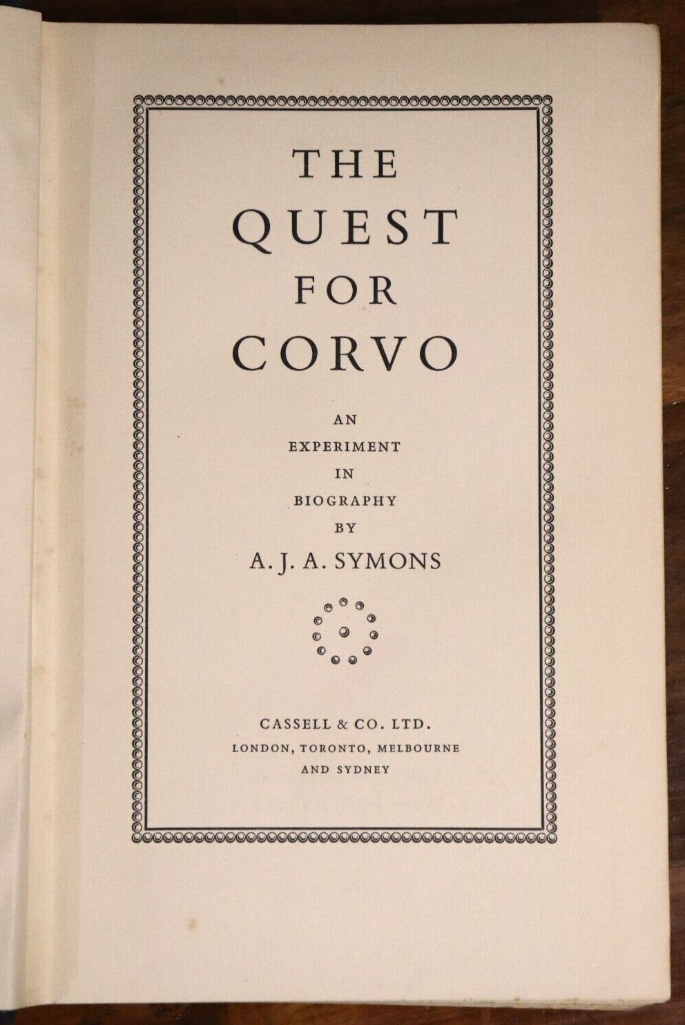 1934 The Quest For Corvo: An Experiment In Biography 1st Edition History Book