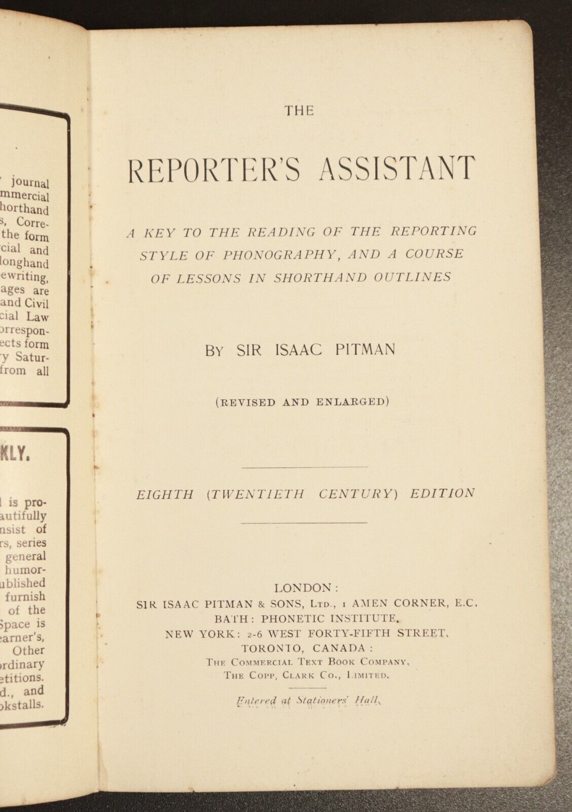 c1910 Pitman's Shorthand Reporters Assistant Antique English Reference Book - 0