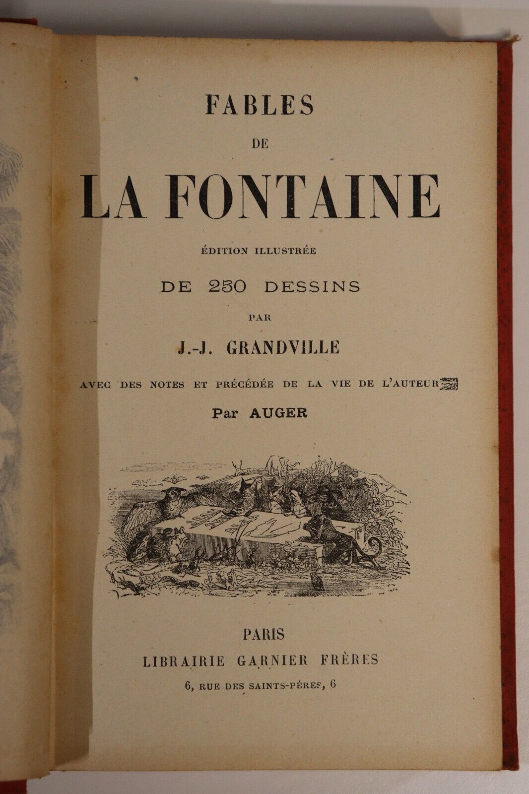 c1885 Fables De La Fontaine Antiquarian French Literature Book